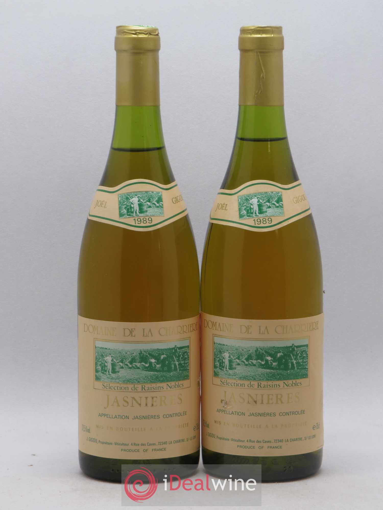 Jasnières Séléction de grains nobles Domaine de la Charriere 1989 - Lotto di 2 bottiglie - 0