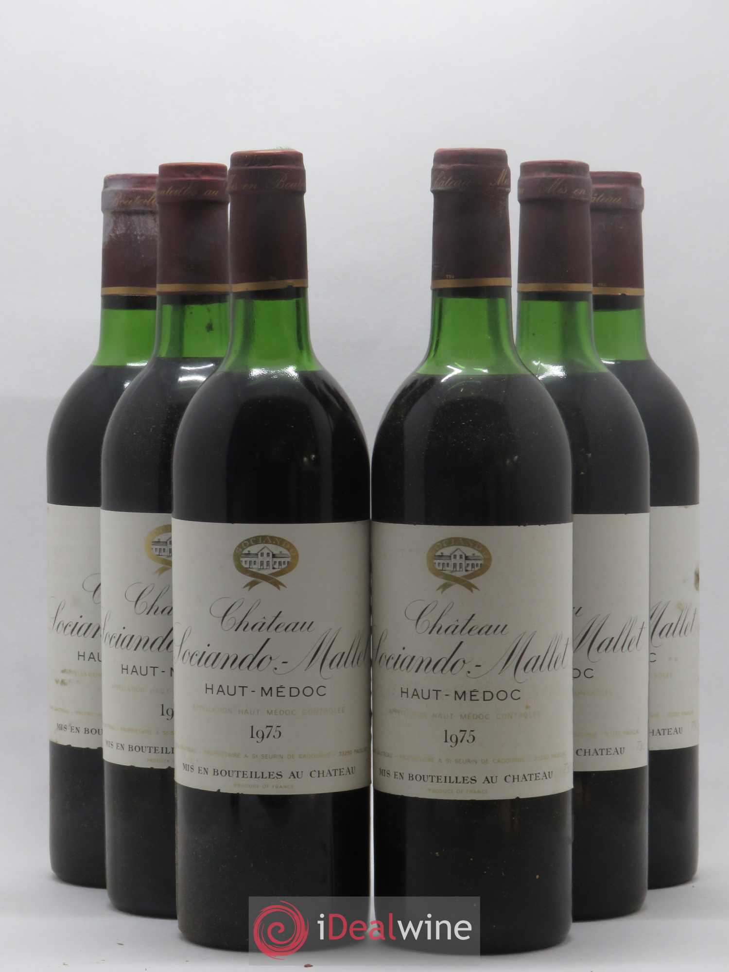 Château Sociando Mallet 1975 - Lot de 6 bouteilles - 0