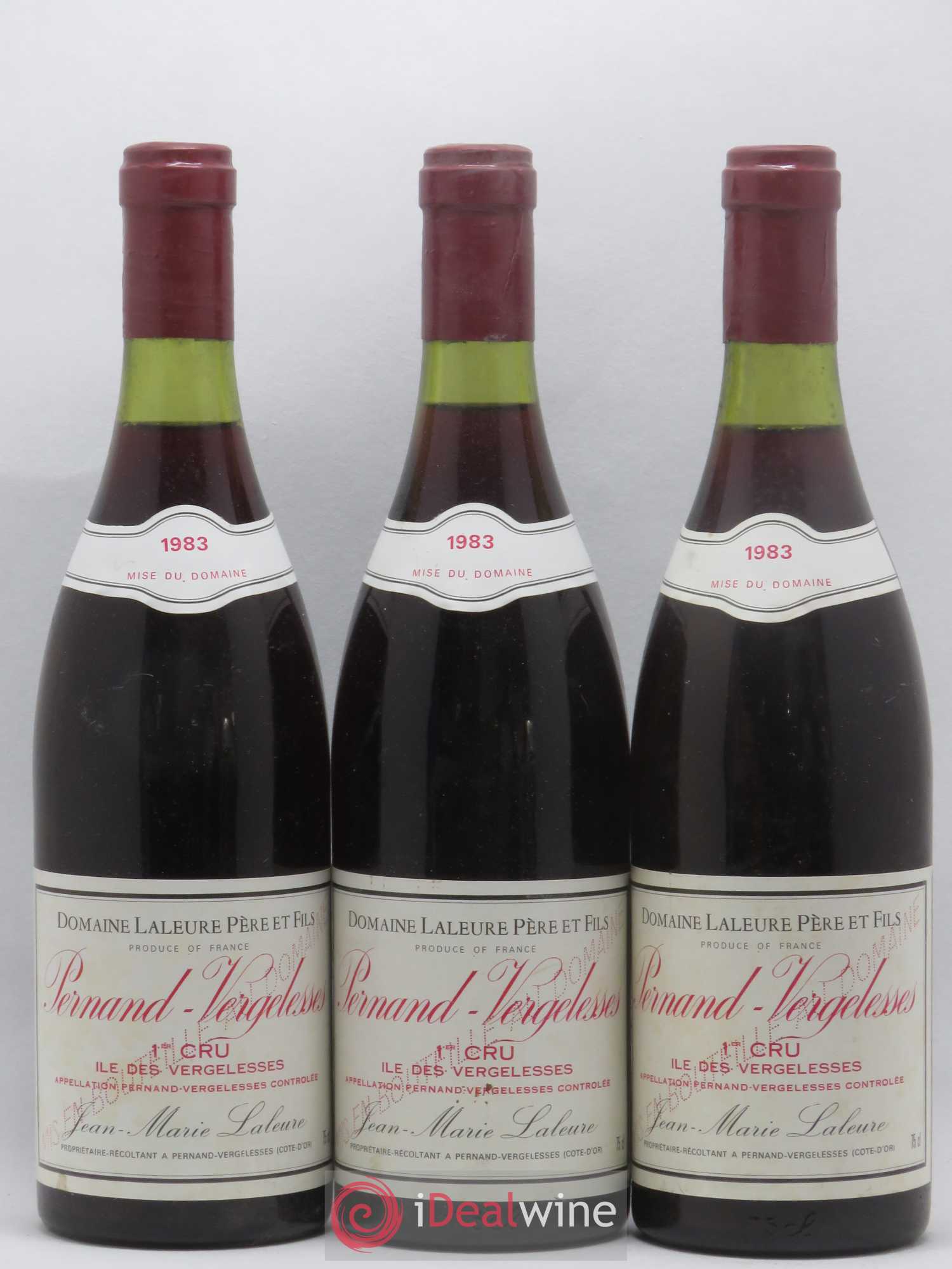 Pernand-Vergelesses 1er Cru Ile des Vergelesses Laleure Père & Fils 1983 - Posten von 3 Flaschen - 0