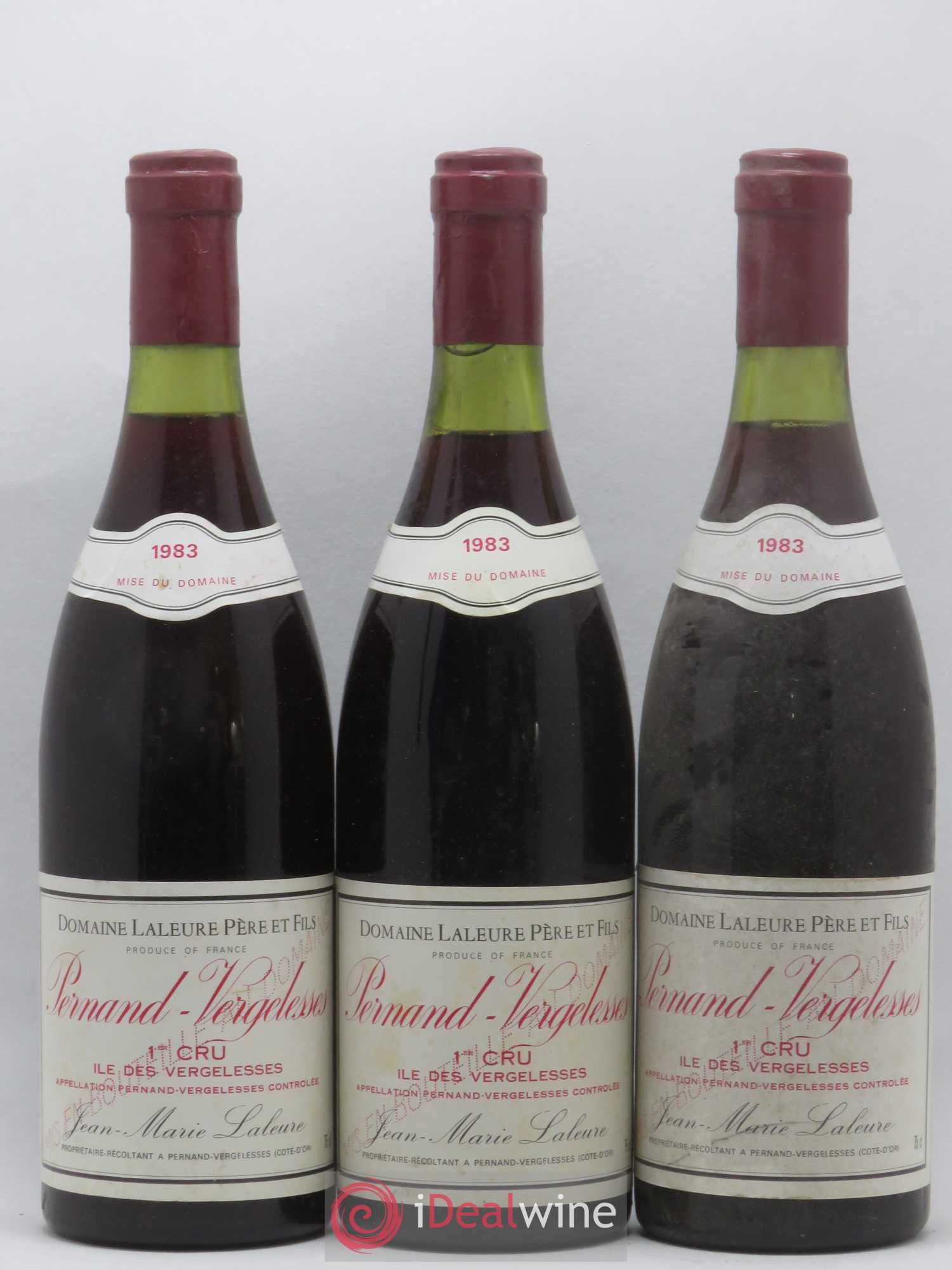 Pernand-Vergelesses 1er Cru Ile des Vergelesses Laleure Père & Fils 1983 - Posten von 3 Flaschen - 0