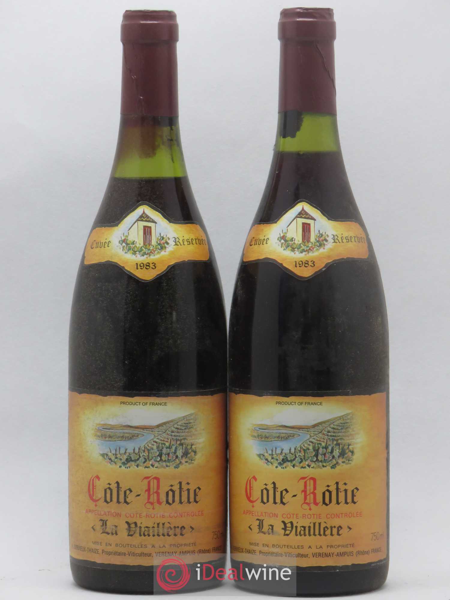 Côte-Rôtie La Viaillere Dervieux Thaize Cuvée Réservée 1983 - Lot de 2 bouteilles - 0