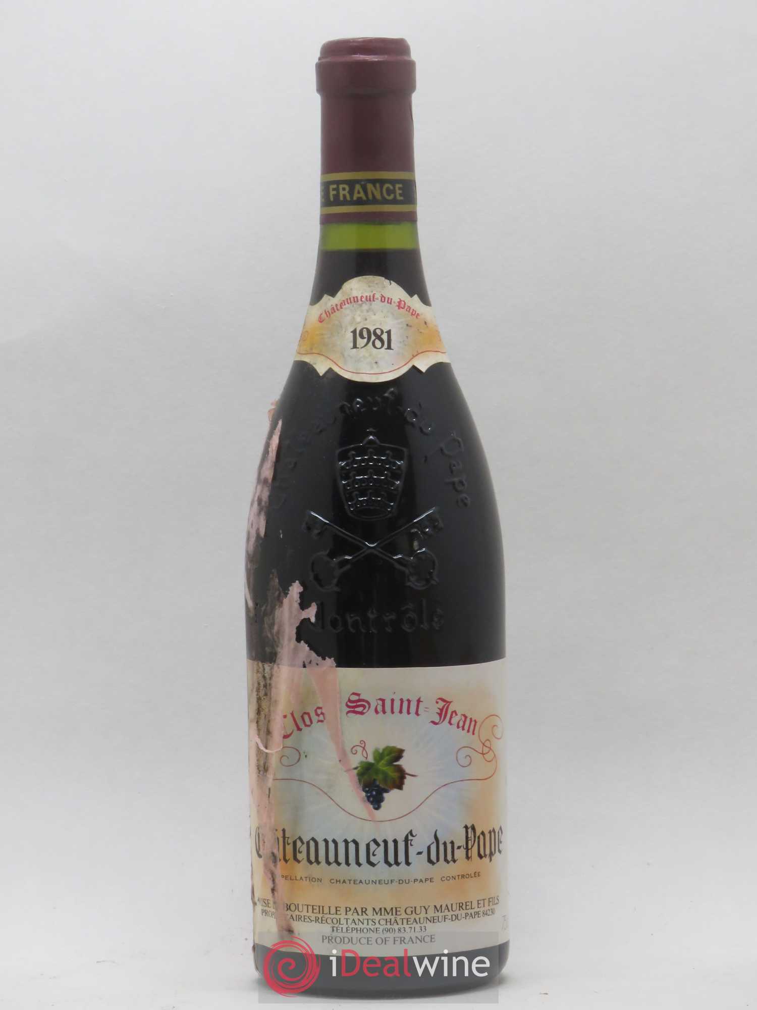 Châteauneuf-du-Pape Clos Saint-Jean Pascal et Vincent Maurel 1981 - Lot de 1 bouteille - 0