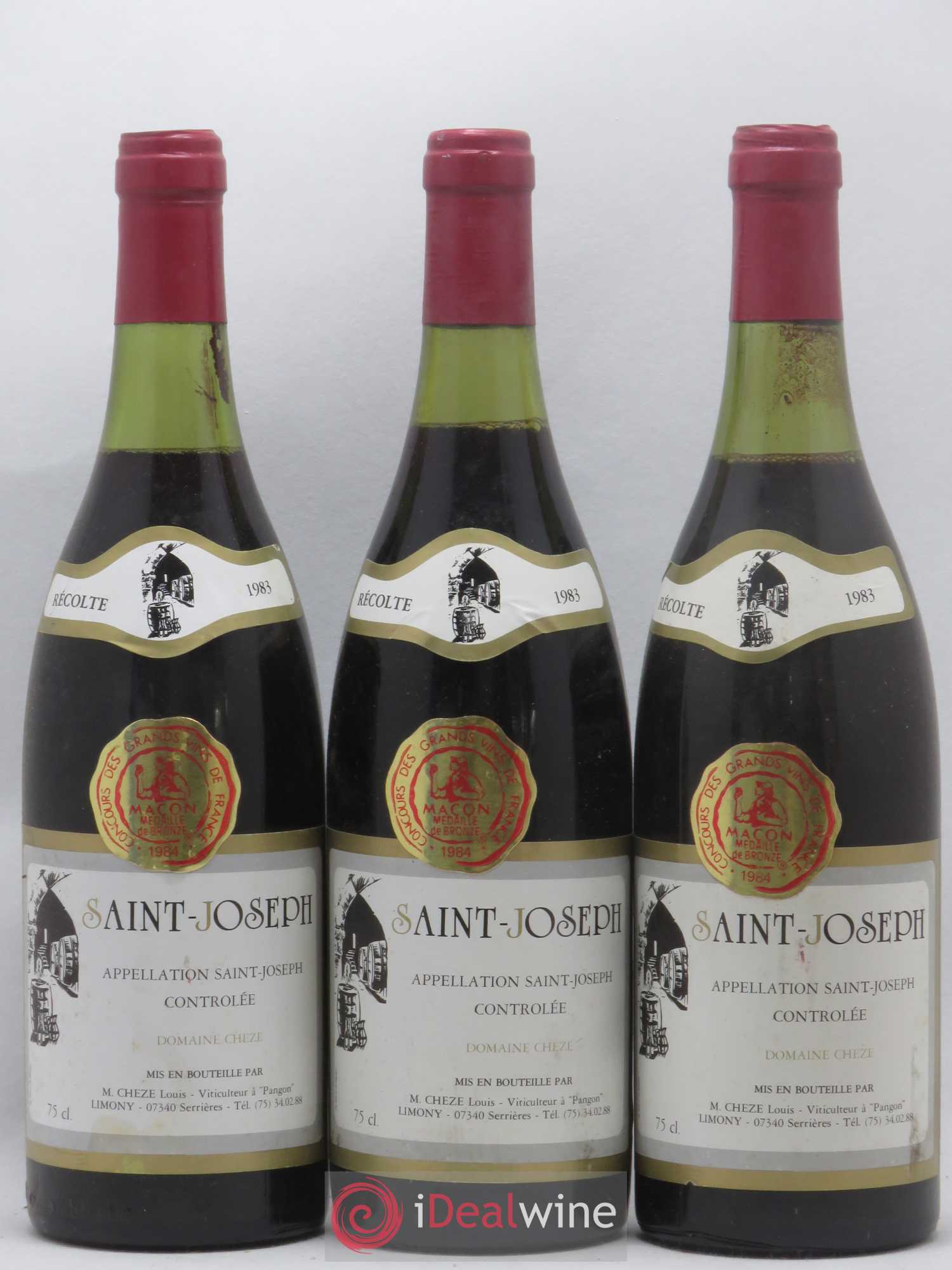 Saint-Joseph Louis Cheze (Domaine) 1983 - Posten von 3 Flaschen - 0