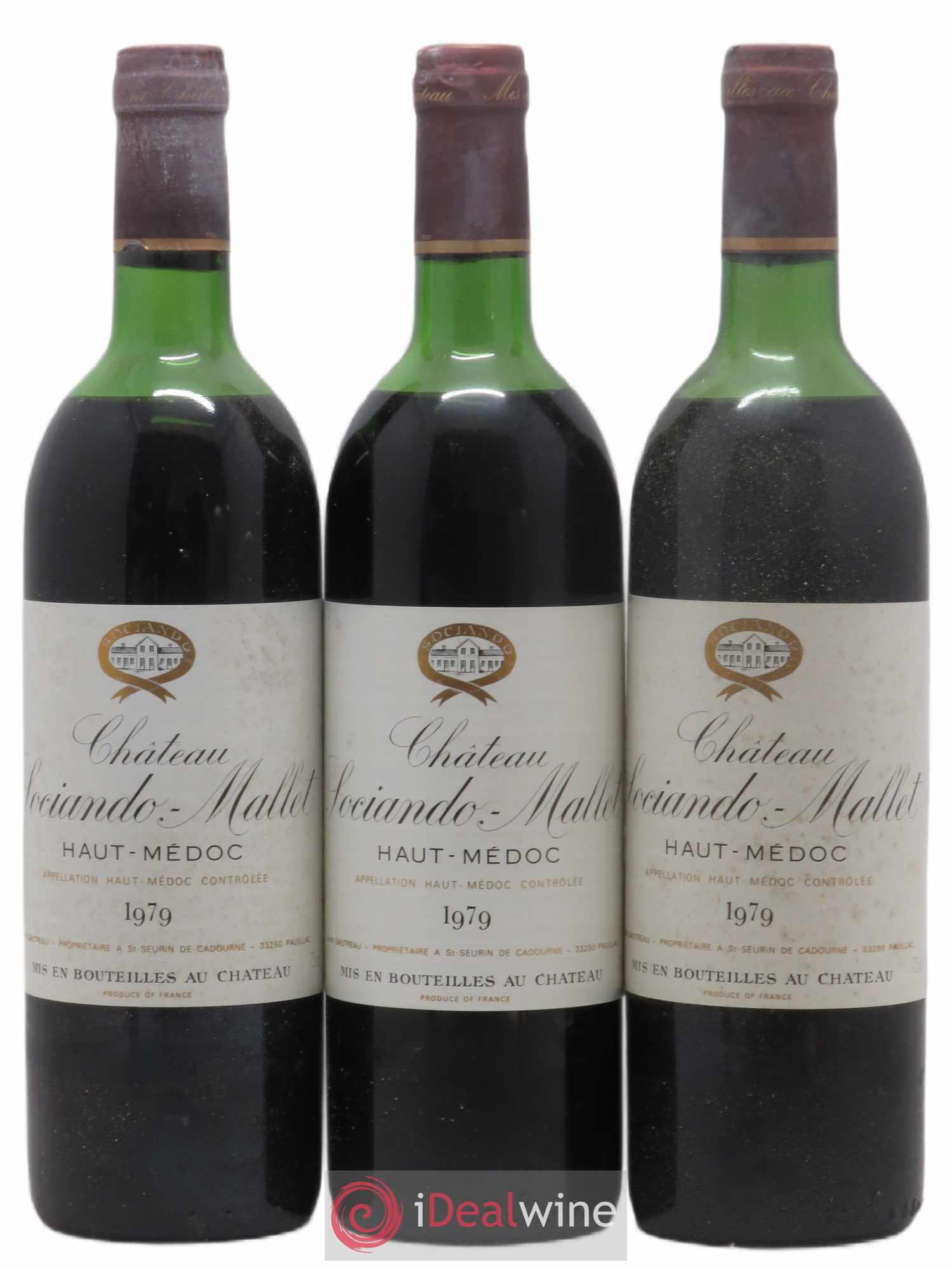 Château Sociando Mallet 1979 - Lot de 3 bouteilles - 0