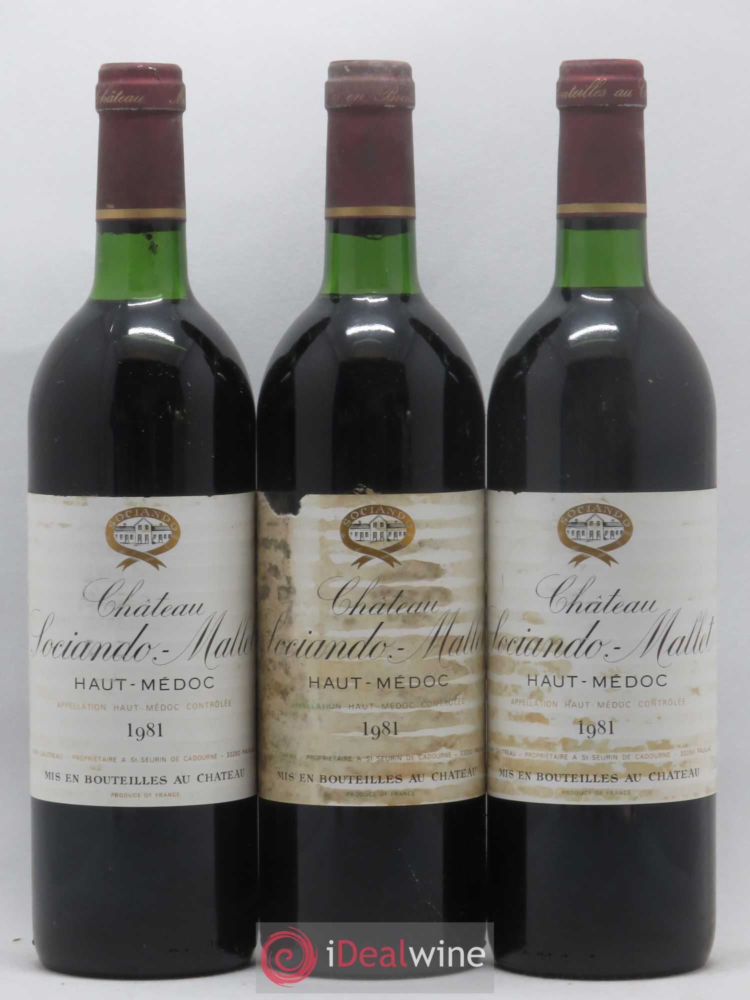 Château Sociando Mallet 1981 - Lot de 3 bouteilles - 0