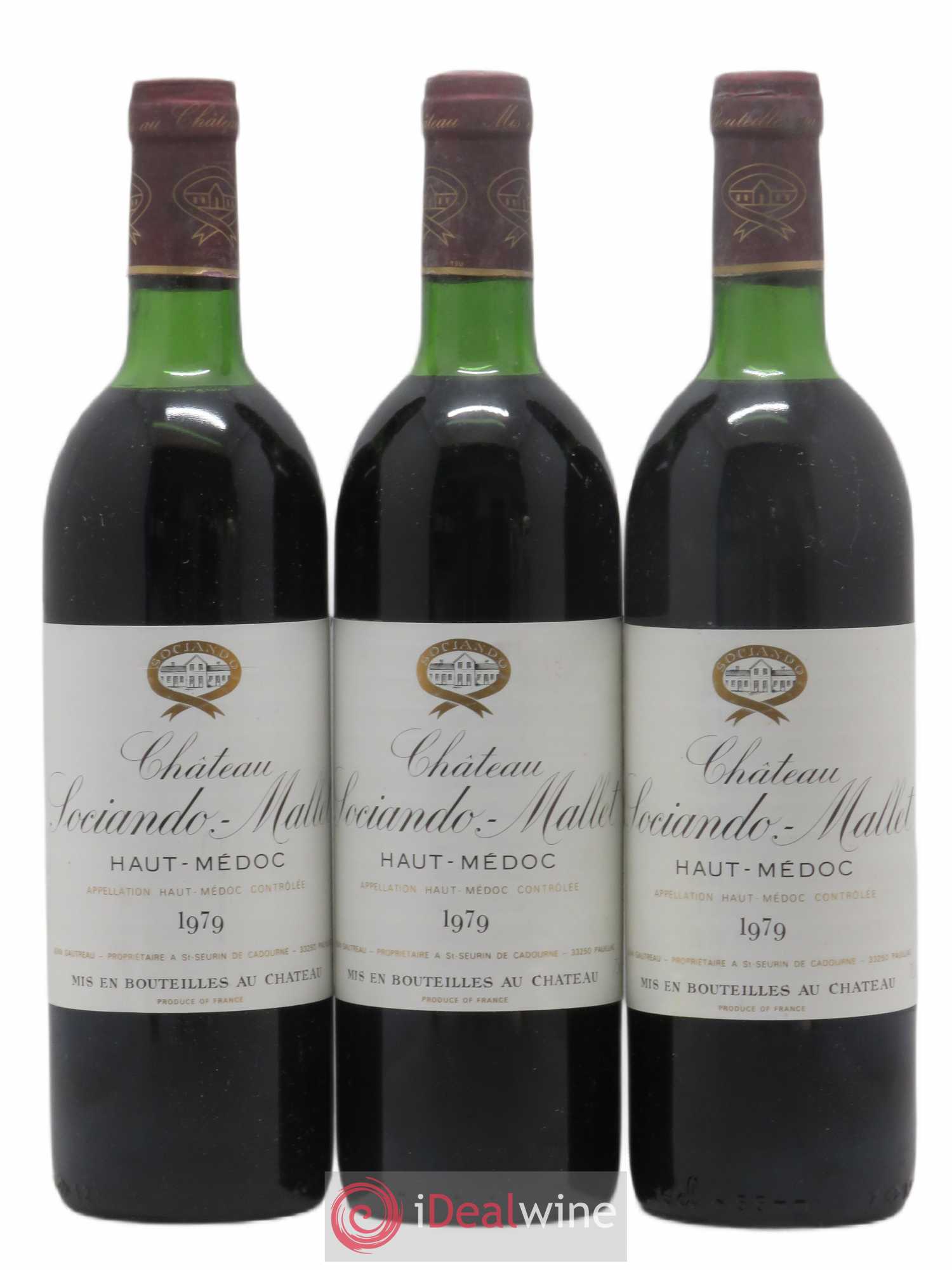 Château Sociando Mallet 1979 - Lot de 3 bouteilles - 0