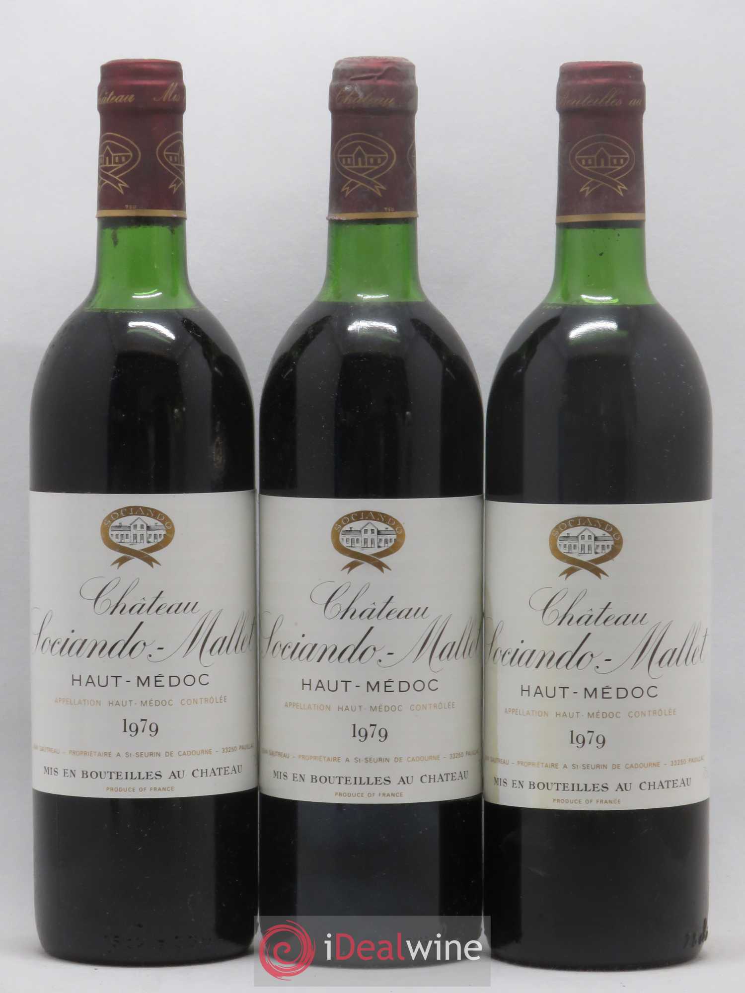 Château Sociando Mallet 1979 - Lot de 3 bouteilles - 0