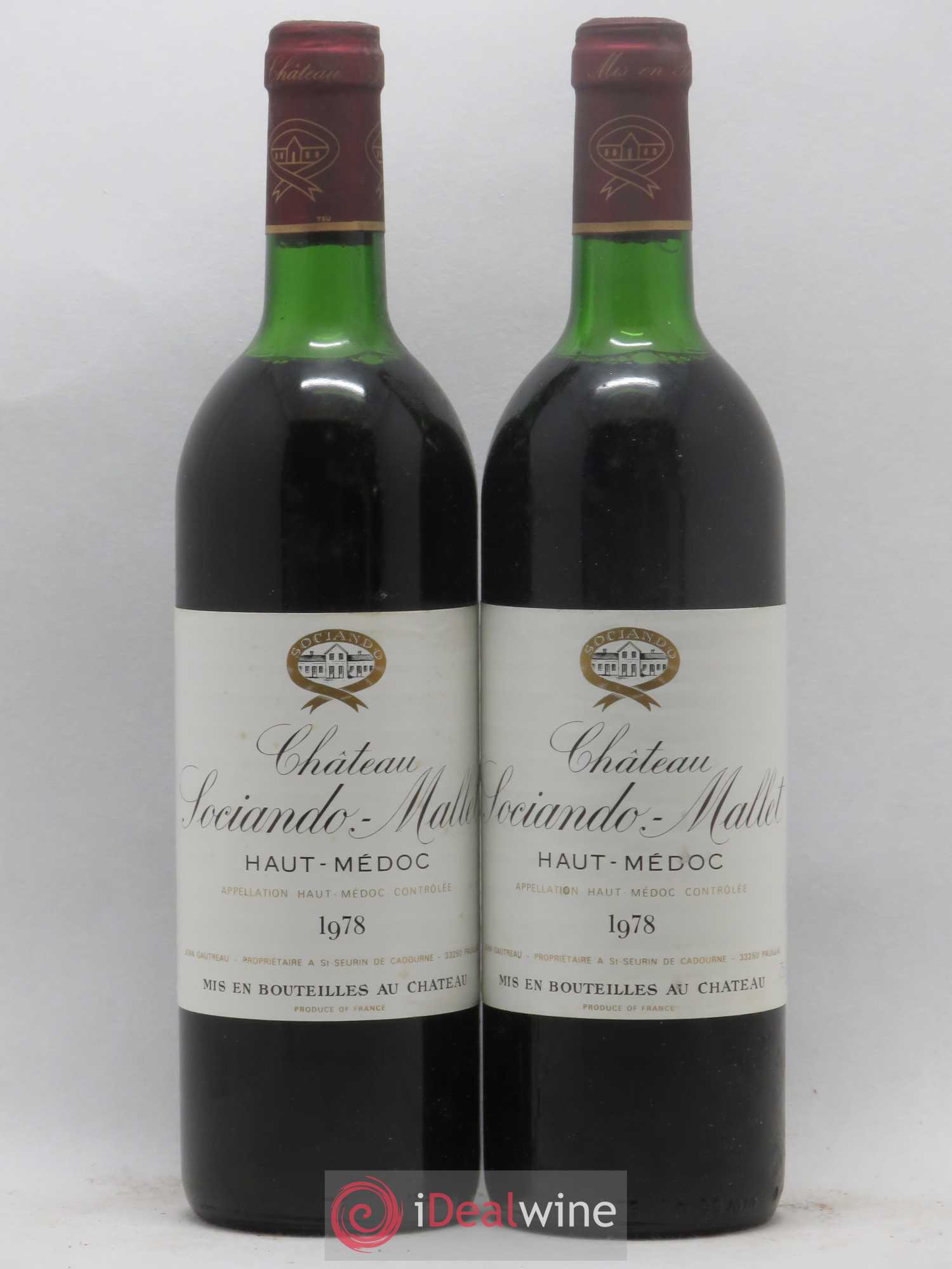 Château Sociando Mallet 1978 - Lot de 2 bouteilles - 0