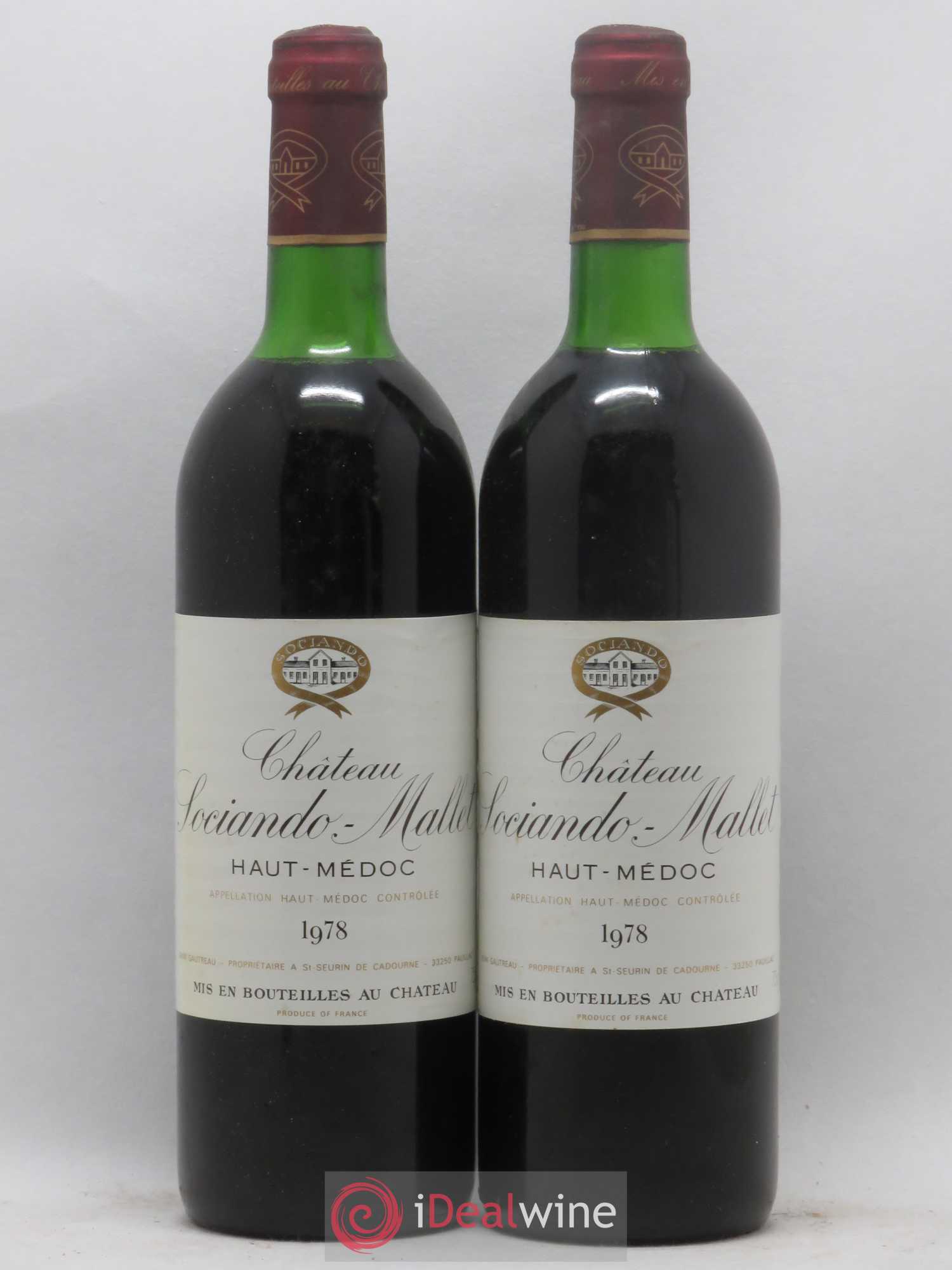 Château Sociando Mallet 1978 - Lot de 2 bouteilles - 0