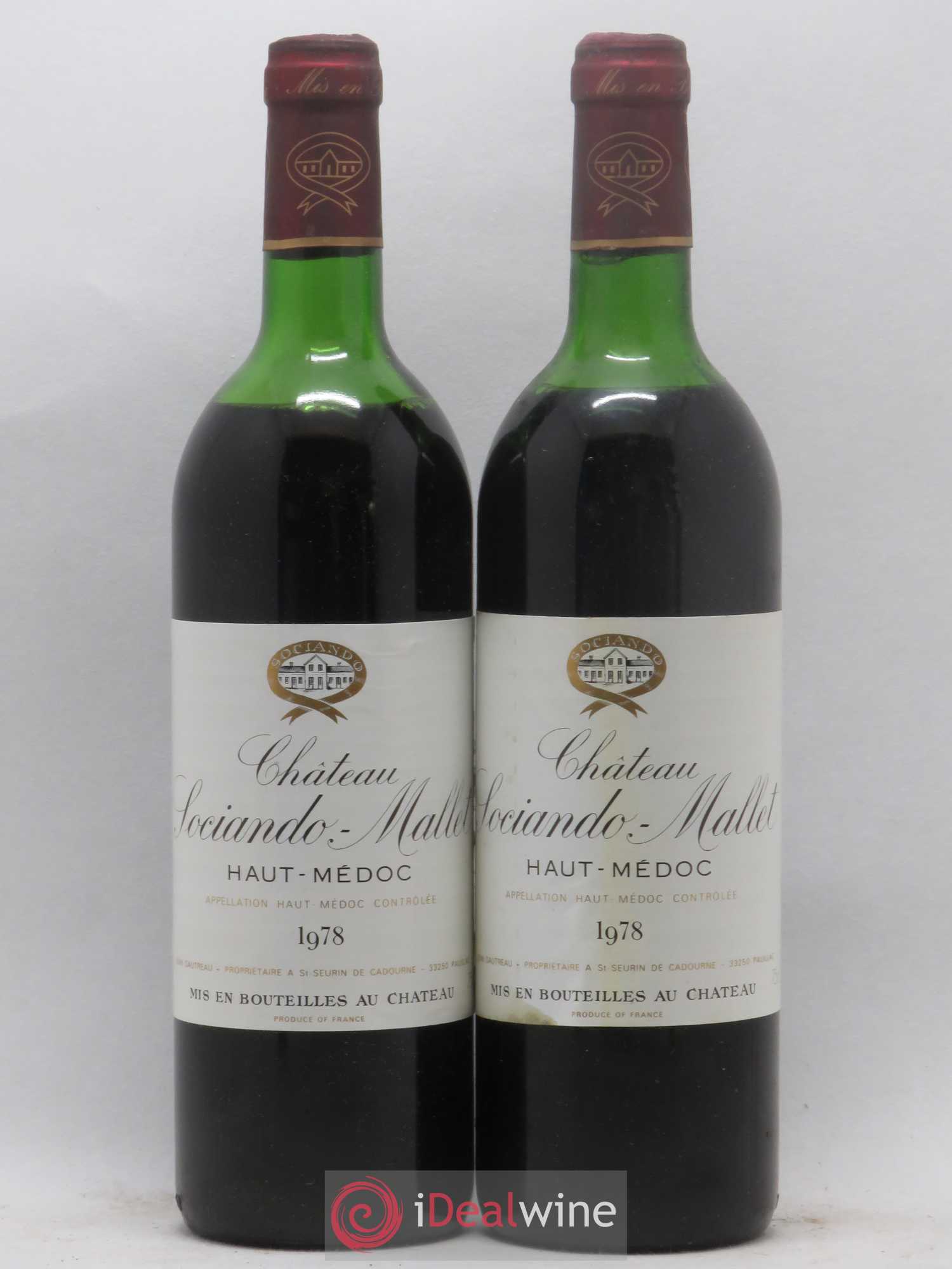 Château Sociando Mallet 1978 - Lot de 2 bouteilles - 0