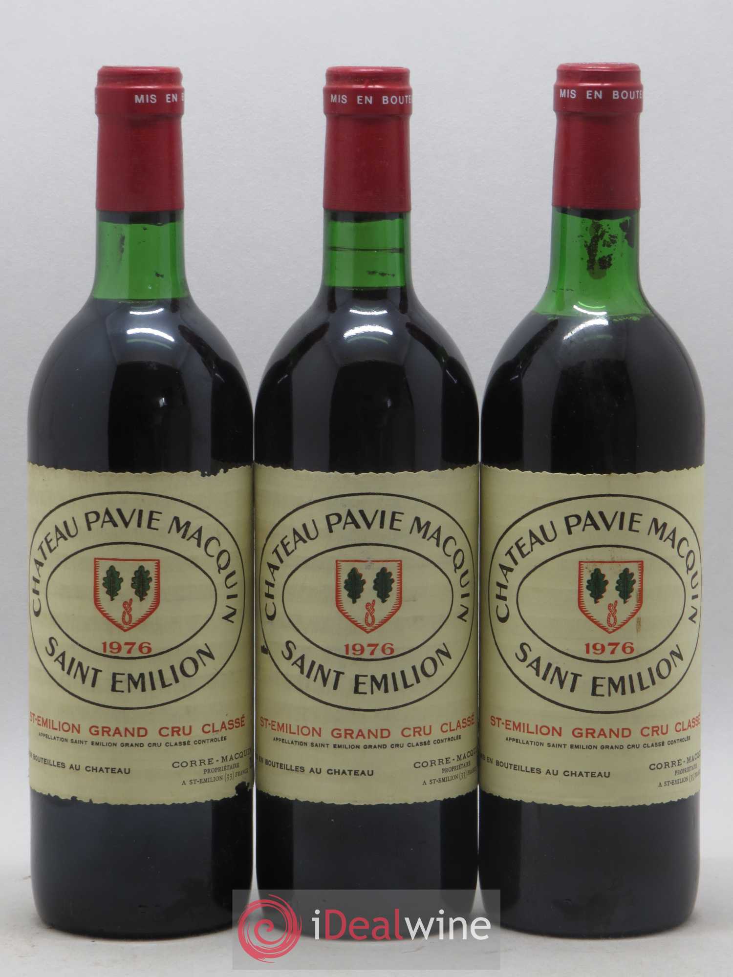 Château Pavie Macquin 1er Grand Cru Classé B 1976 - Lot de 3 bouteilles - 0