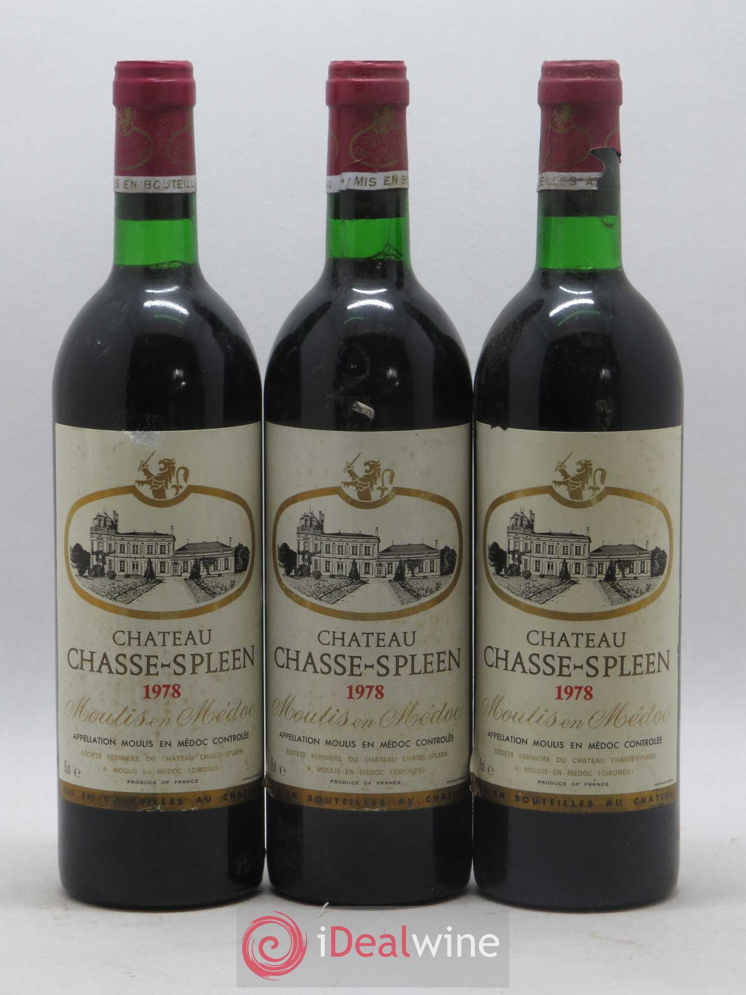 Château Chasse Spleen 1978 - Lot de 3 bouteilles - 0