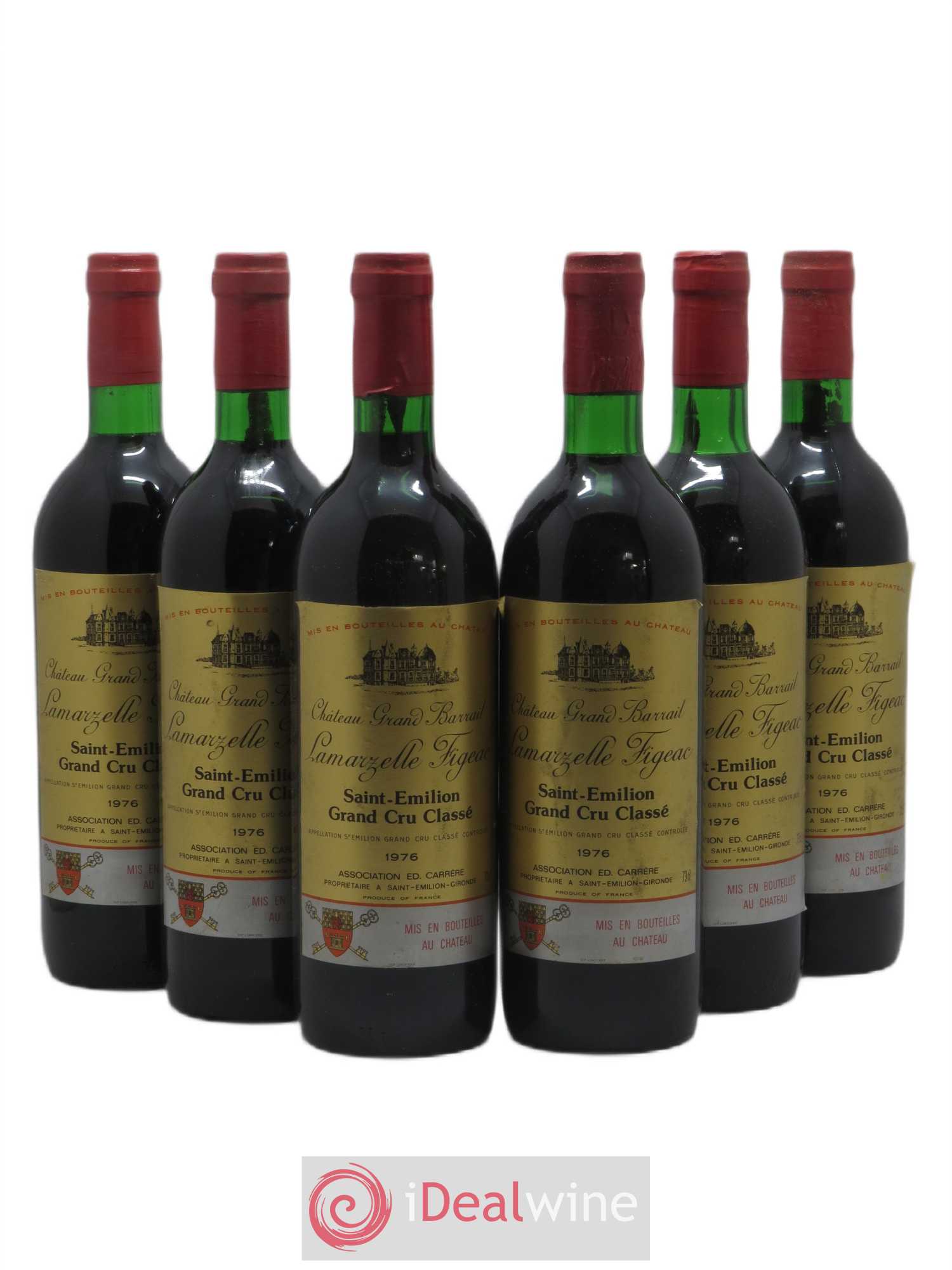 Château Grand Barrail Lamarzelle Figeac Grand Cru Classé 1976 - Lot de 6 bouteilles - 0