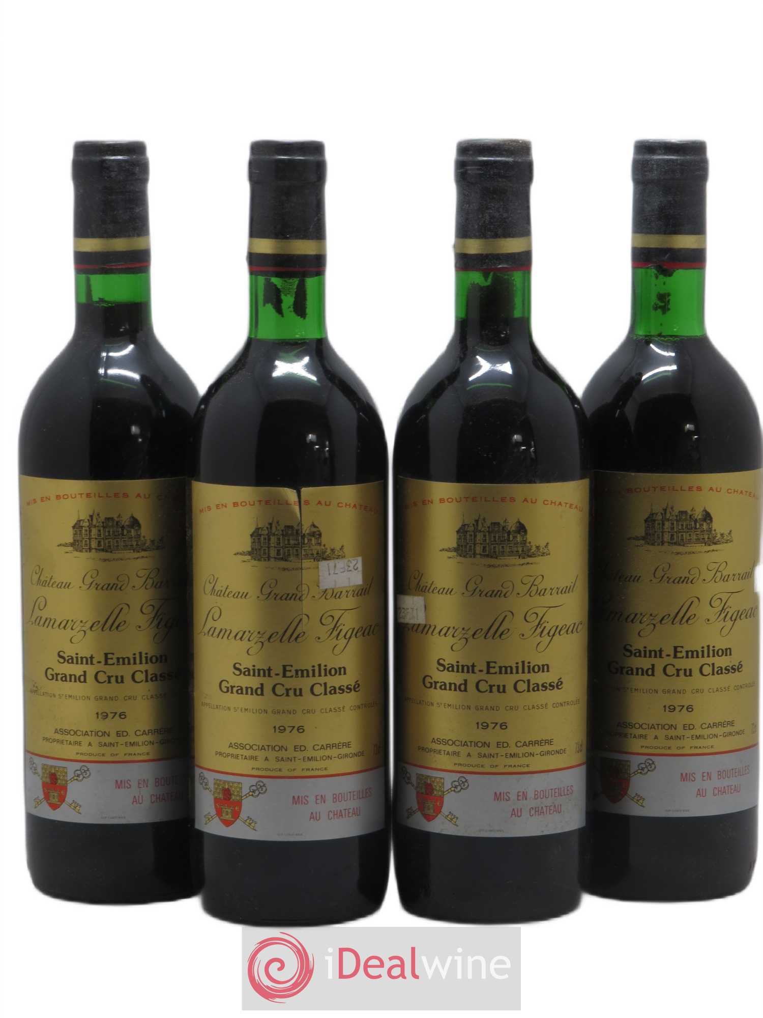 Château Grand Barrail Lamarzelle Figeac Grand Cru Classé 1976 - Lot de 4 bouteilles - 0