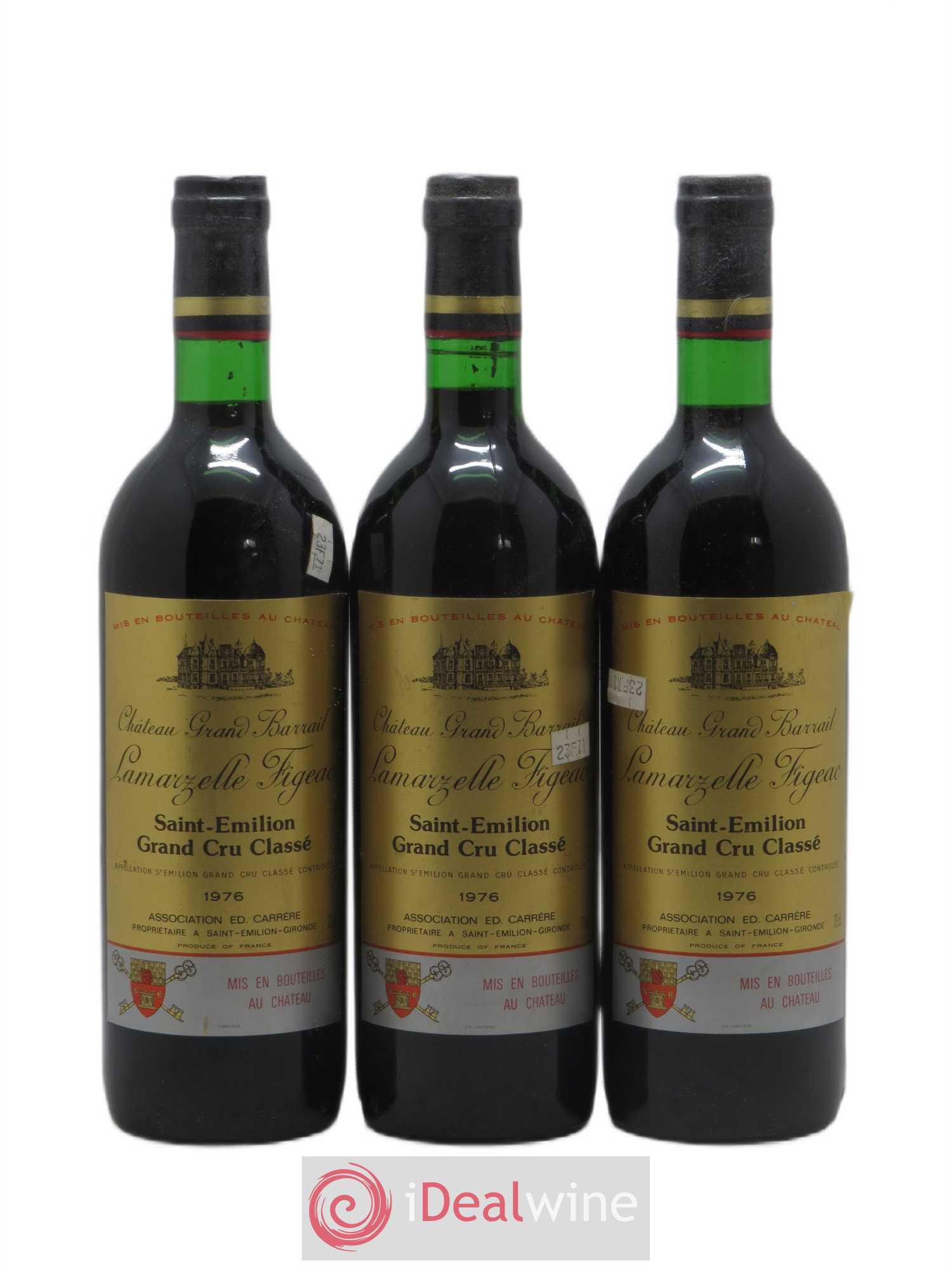 Château Grand Barrail Lamarzelle Figeac Grand Cru Classé 1976 - Lotto di 3 bottiglie - 0