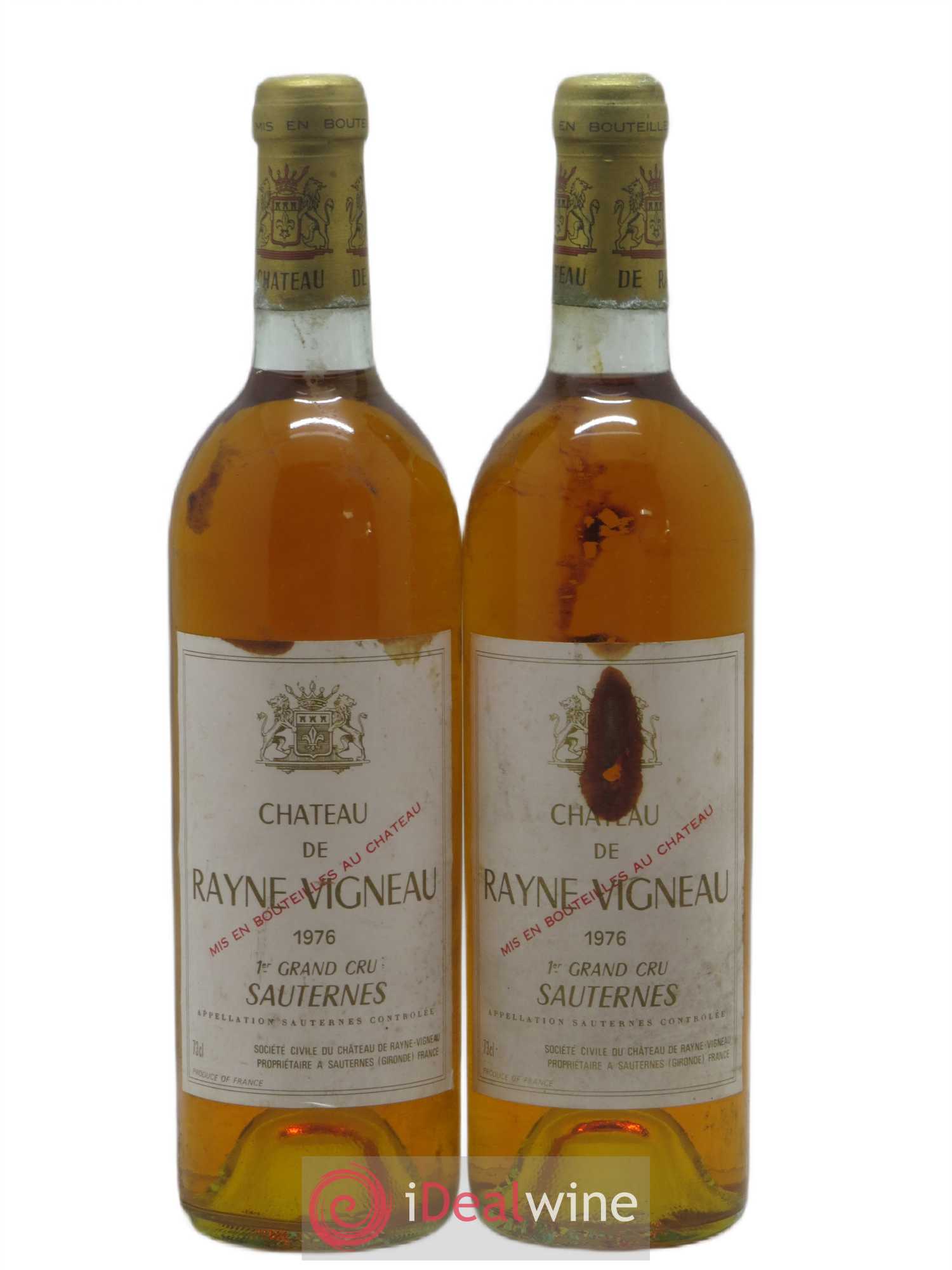 Château de Rayne Vigneau 1er Grand Cru Classé 1976 - Lotto di 2 bottiglie - 0