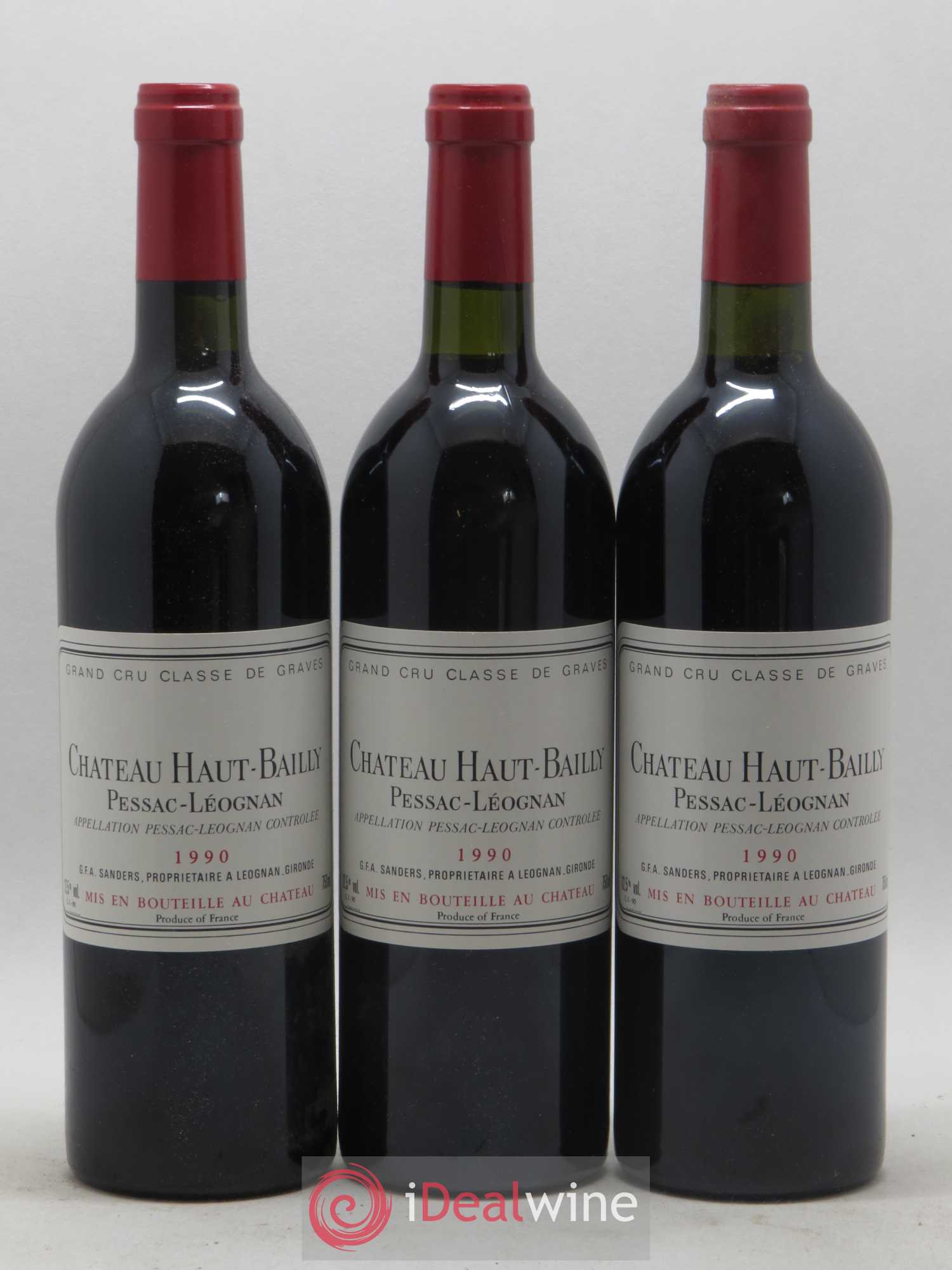 Château Haut-Bailly Cru Classé de Graves 1990 - Lot de 3 bouteilles - 0