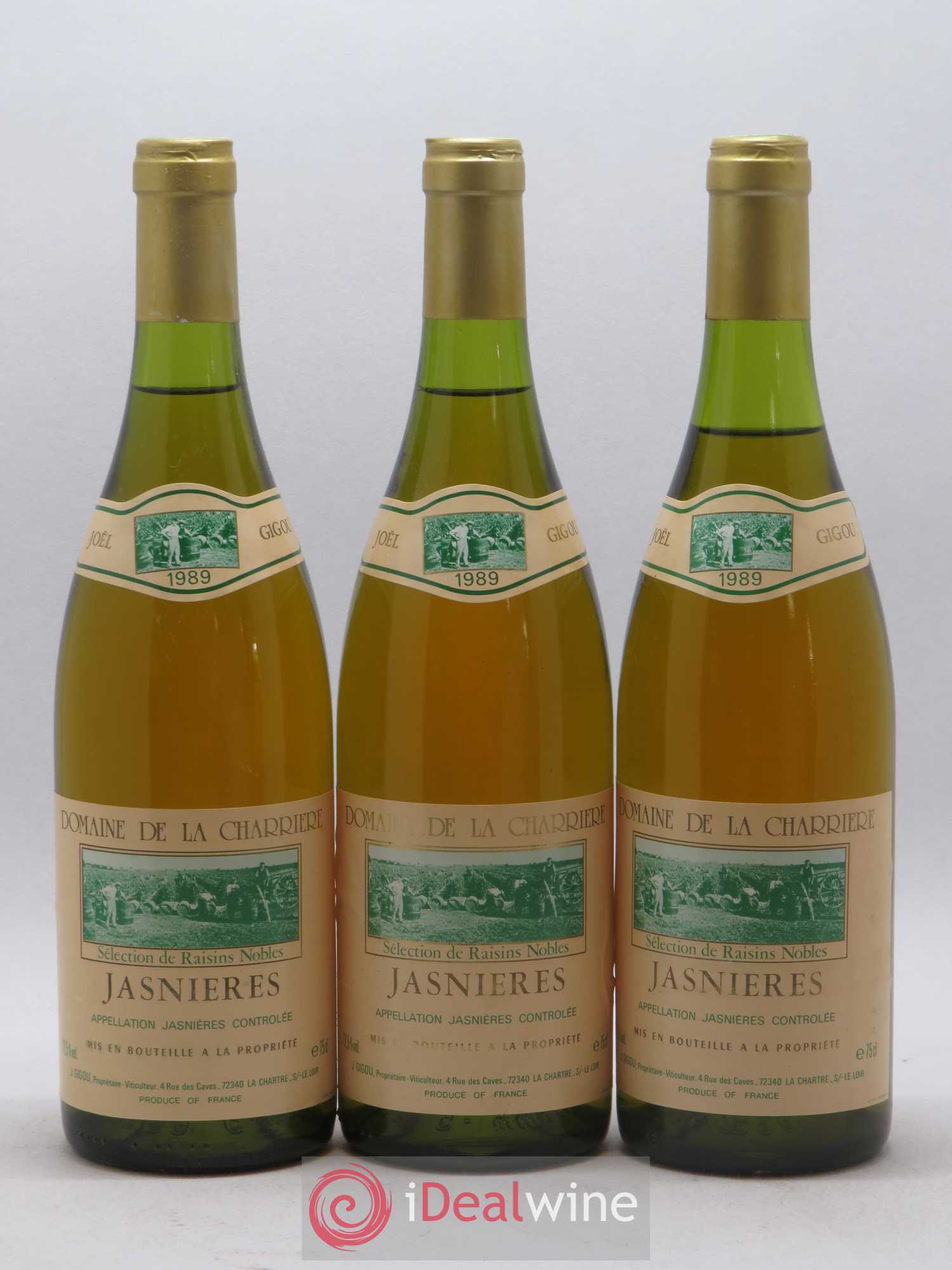 Jasnières Séléction de grains nobles Domaine de la Charriere 1989 - Lot de 12 bouteilles - 1
