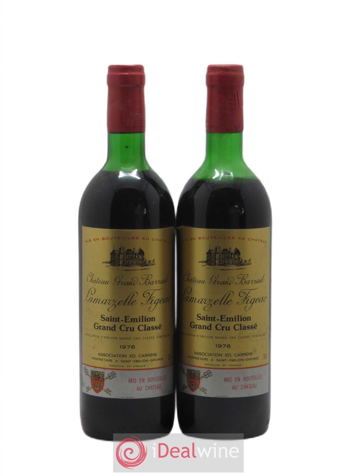 Château Grand Barrail Lamarzelle Figeac Grand Cru Classé 1976 - Lot de 2 bouteilles - 0