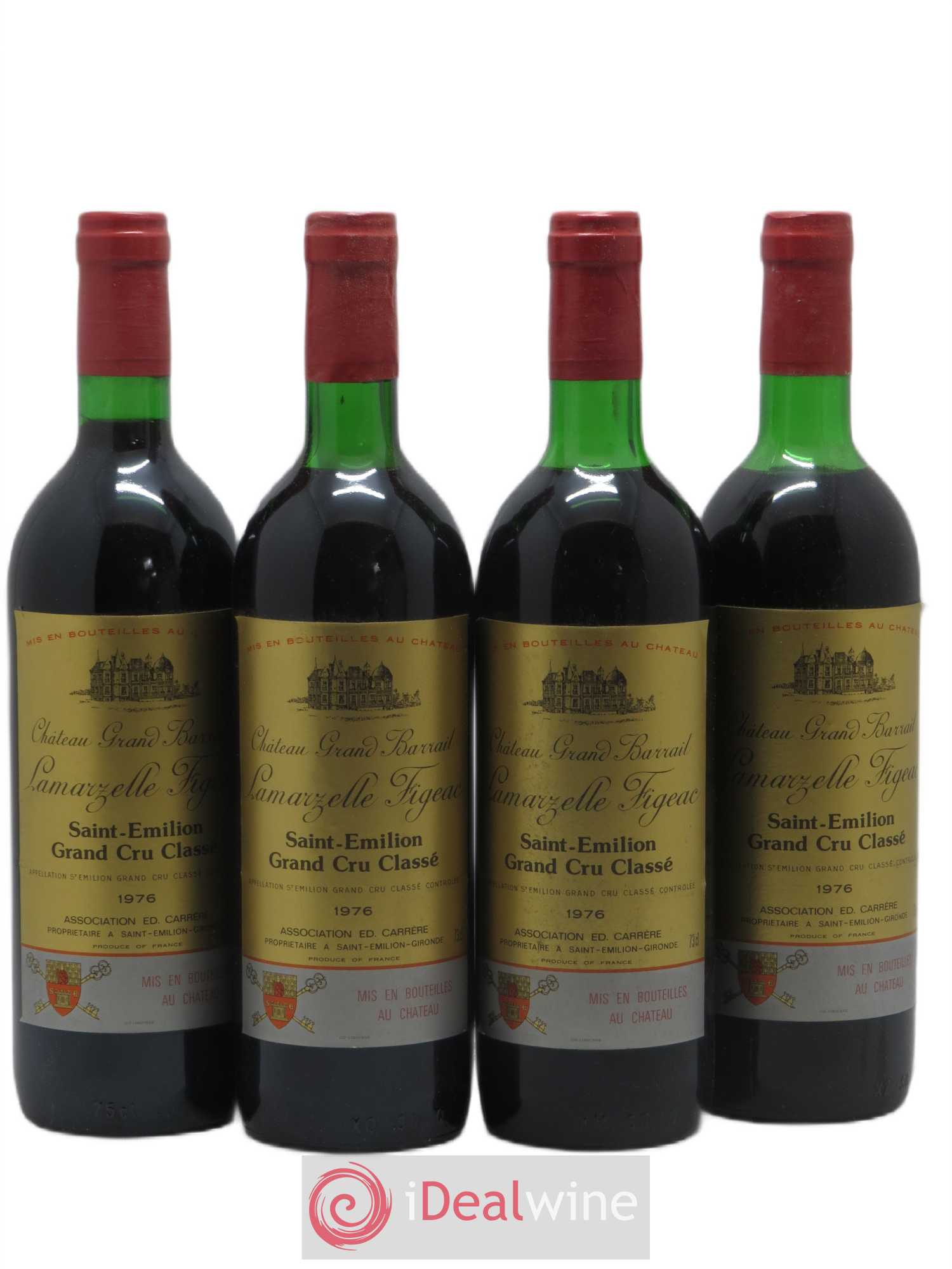 Château Grand Barrail Lamarzelle Figeac Grand Cru Classé 1976 - Lot de 4 bouteilles - 0