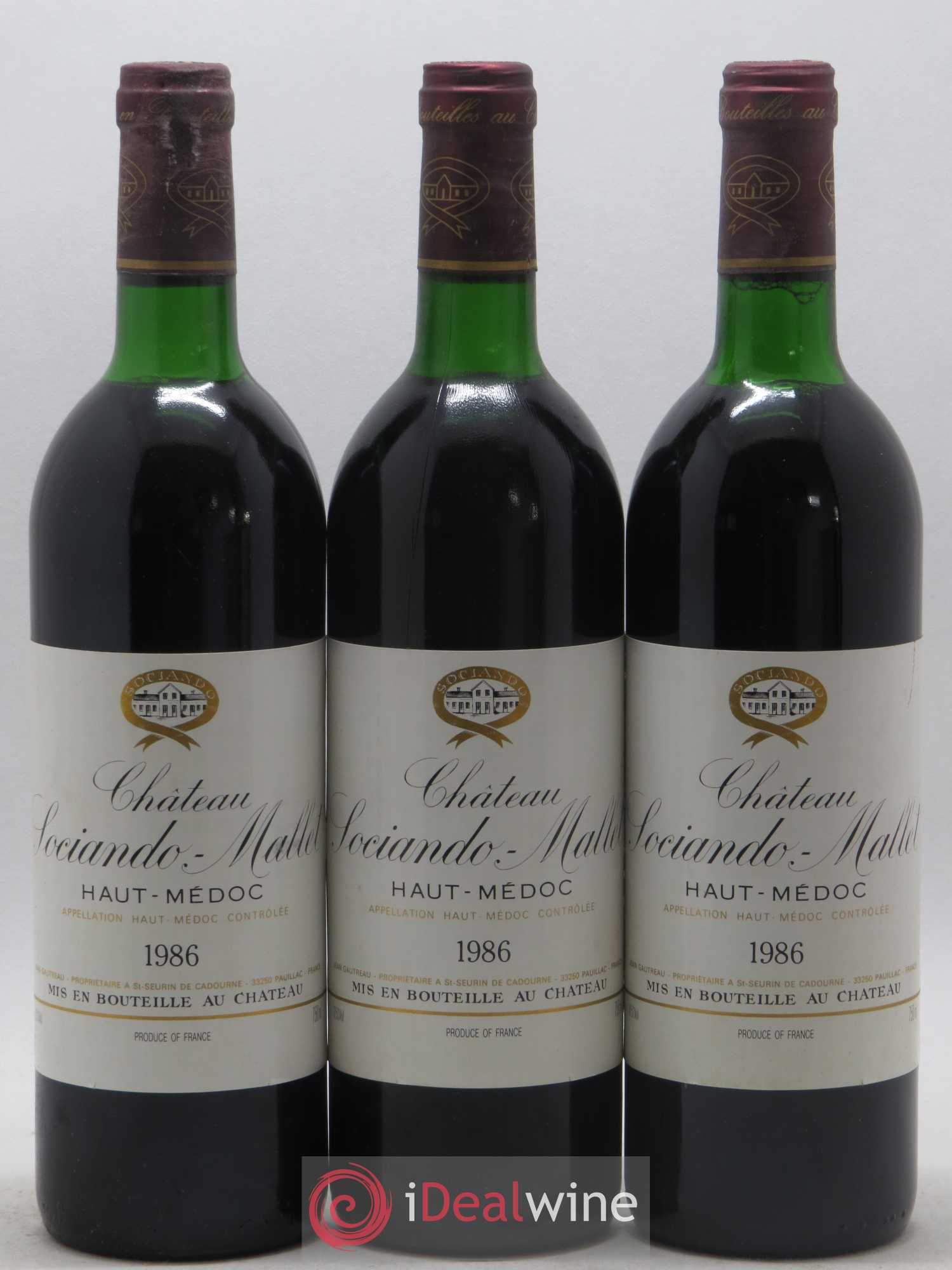 Château Sociando Mallet 1986 - Lot de 12 bouteilles - 1