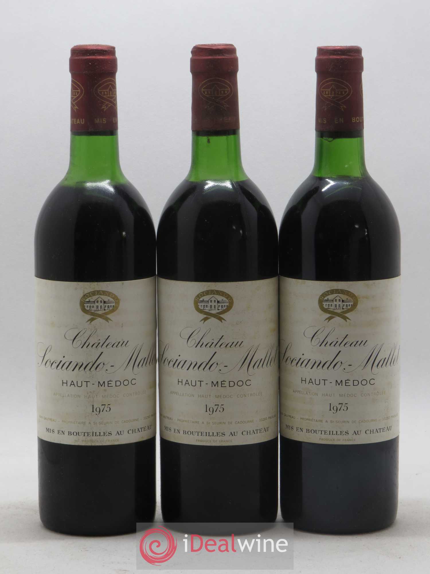 Château Sociando Mallet 1975 - Lot de 12 bouteilles - 1