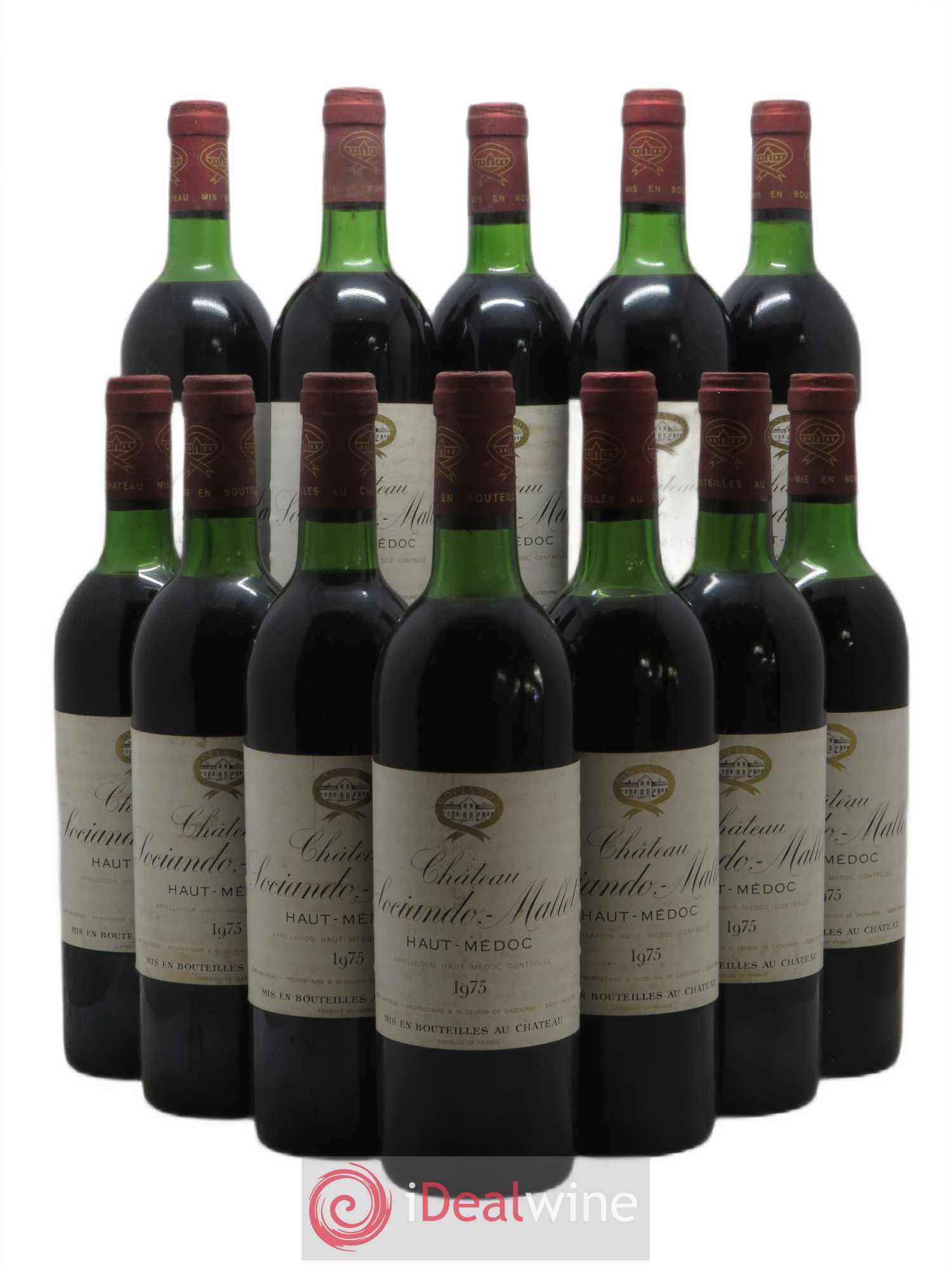 Château Sociando Mallet 1975 - Lot de 12 bouteilles - 0