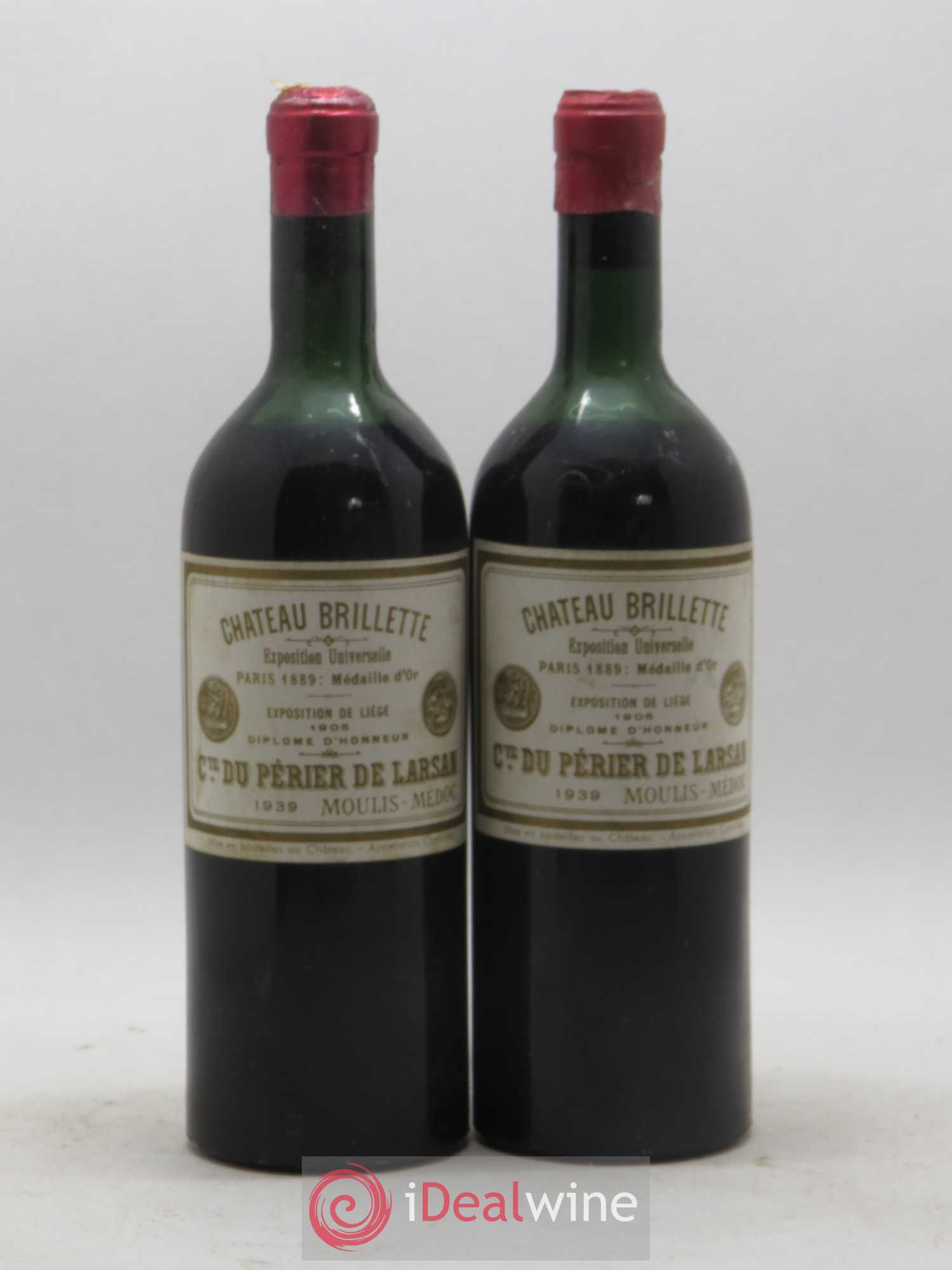 Château Brillette Cru Bourgeois 1939 - Lot de 2 bouteilles - 0