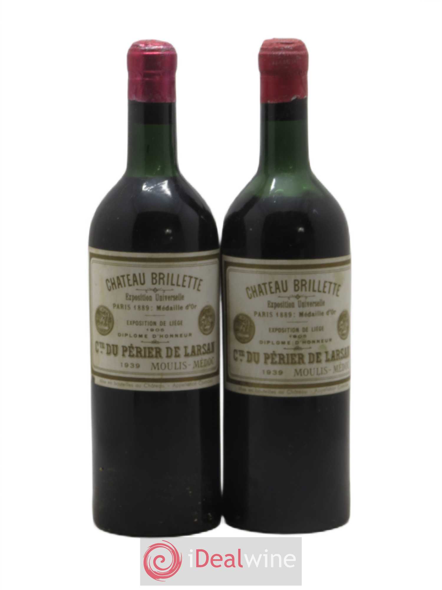 Château Brillette Cru Bourgeois 1939 - Lot de 2 bouteilles - 0