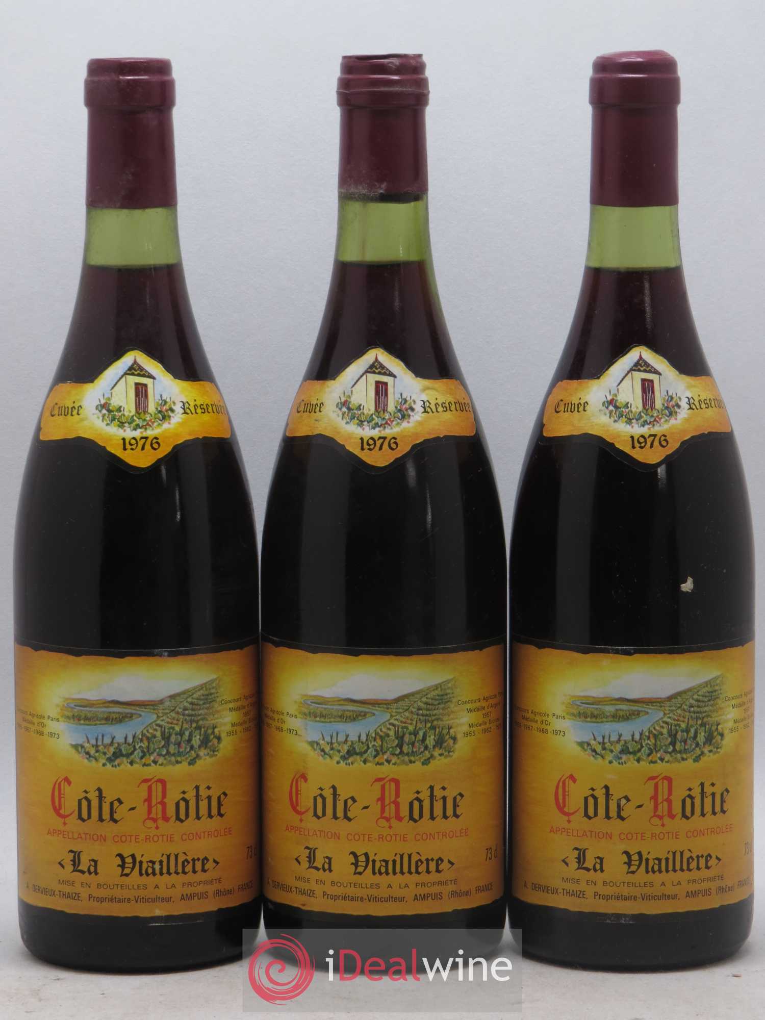 Côte-Rôtie La Viaillere Dervieux Thaize 1976 - Lot de 3 bouteilles - 0