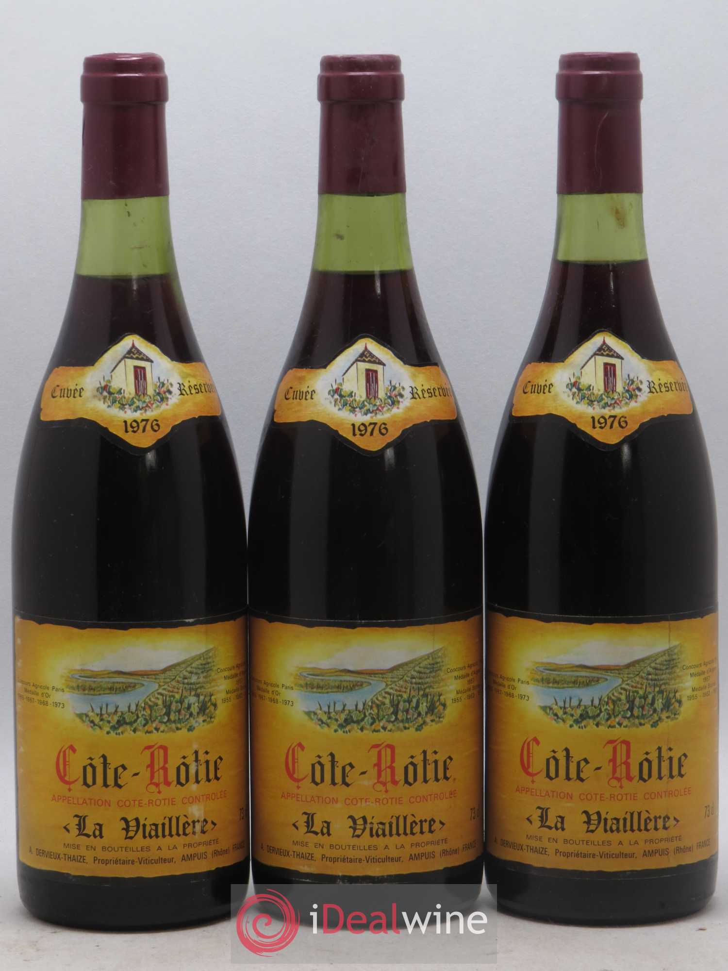 Côte-Rôtie La Viaillere Dervieux Thaize 1976 - Lot de 3 bouteilles - 0
