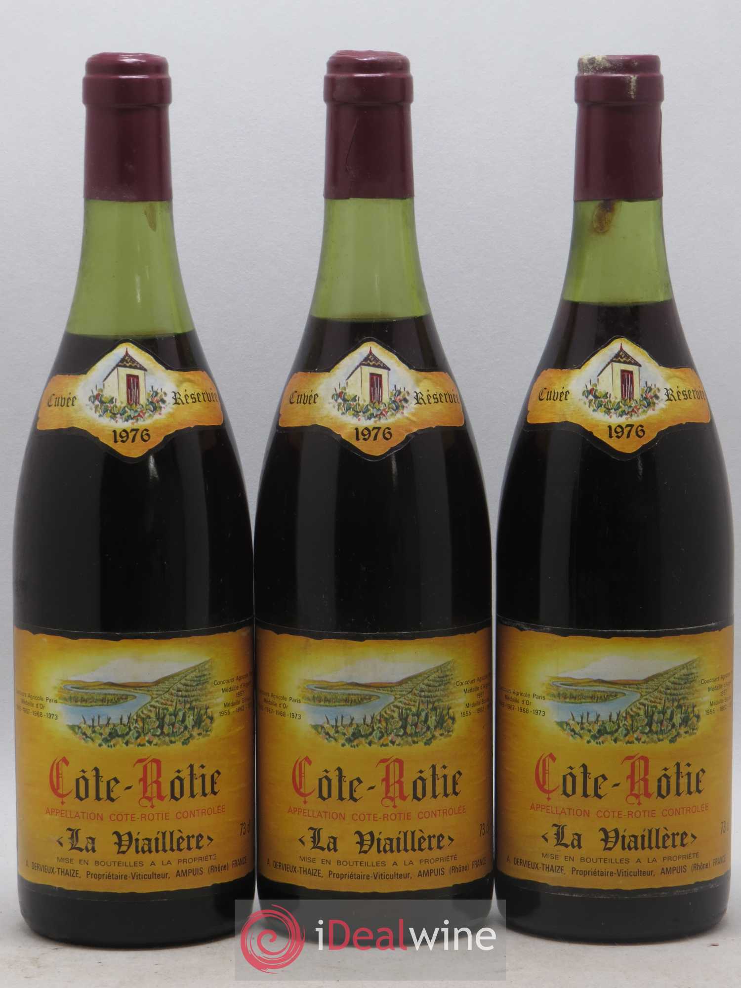 Côte-Rôtie La Viaillere Dervieux Thaize 1976 - Lot de 3 bouteilles - 0