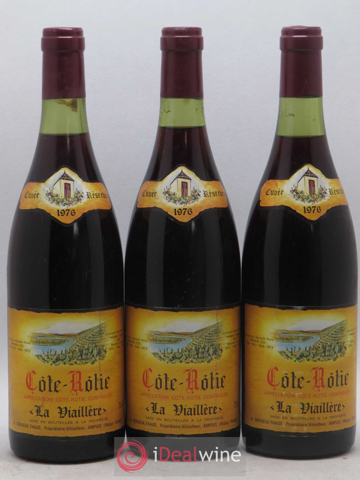 Côte-Rôtie La Viaillere Dervieux Thaize 1976 - Lot de 3 bouteilles - 0