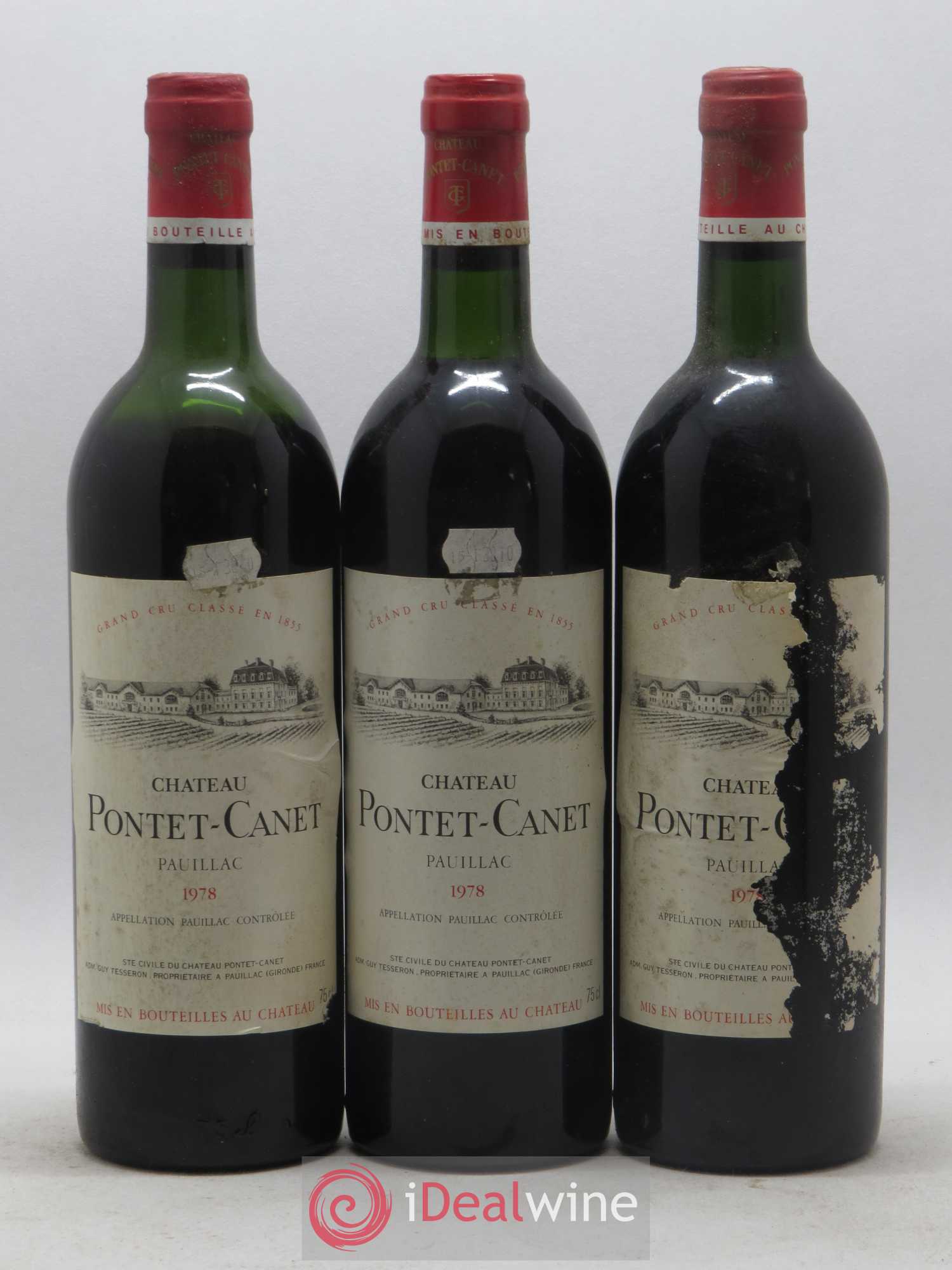 Château Pontet Canet 5ème Grand Cru Classé 1978 - Lot de 12 bouteilles - 1
