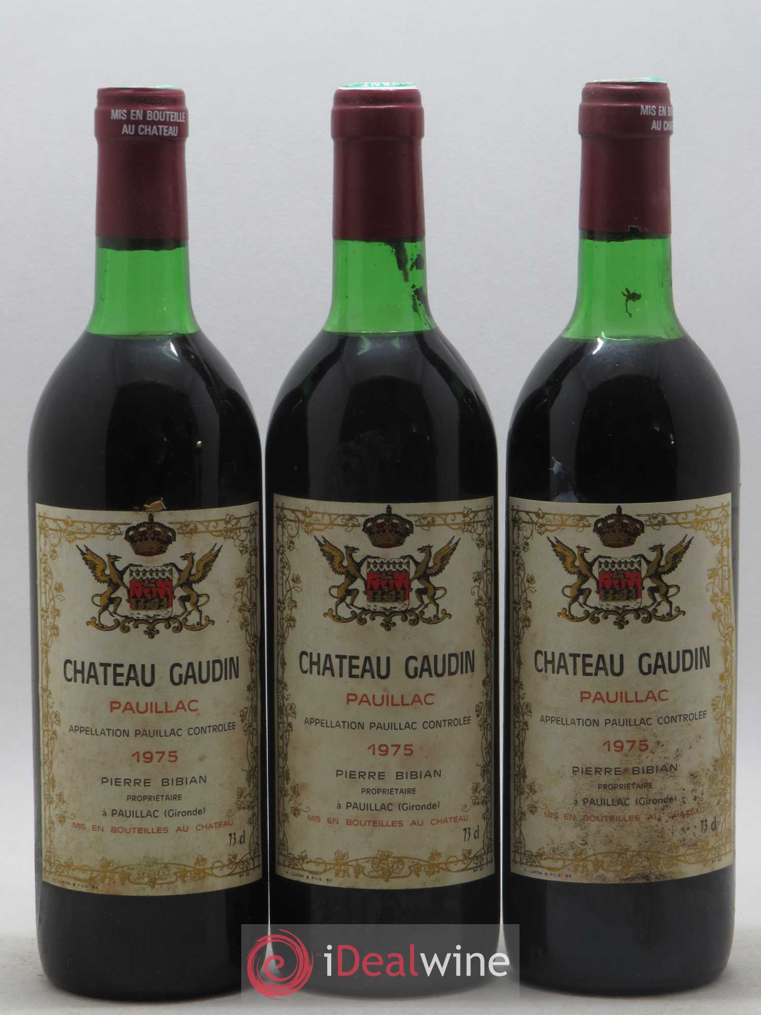 Pauillac Château Gaudin 1975 - Posten von 12 Flaschen - 2