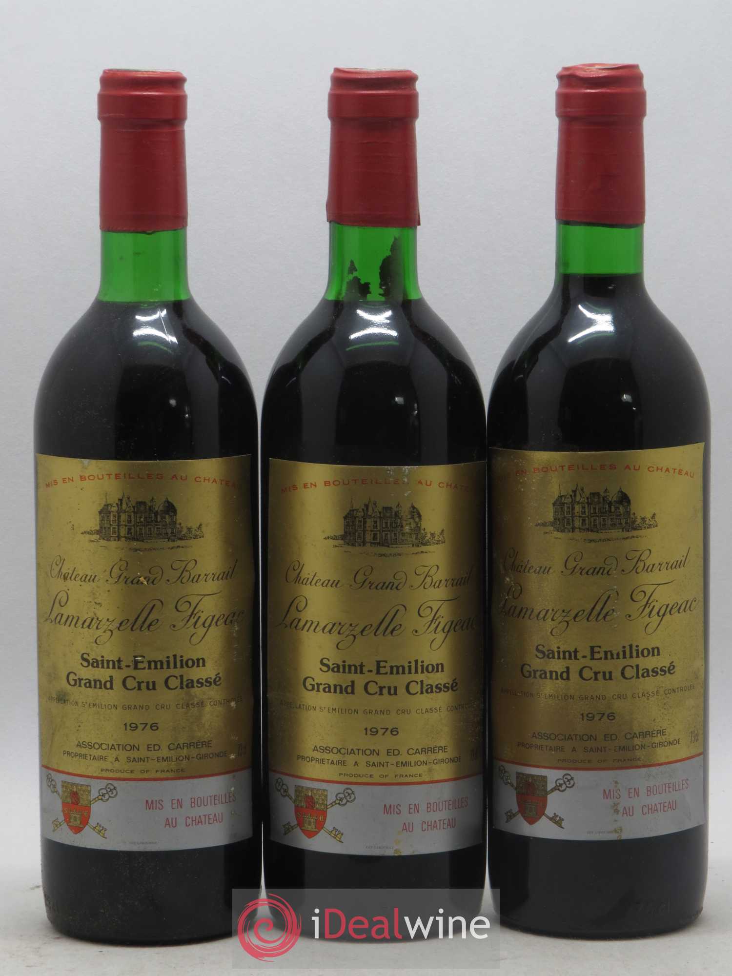 Château Grand Barrail Lamarzelle Figeac Grand Cru Classé 1976 - Lot de 12 bouteilles - 1