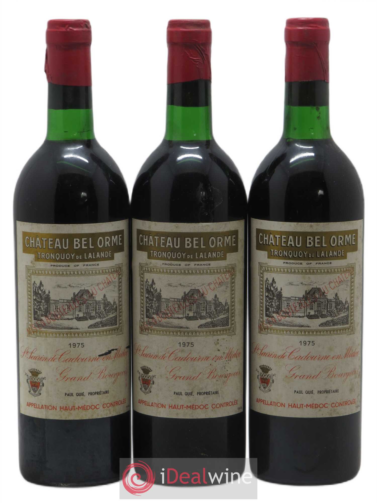Château Bel Orme Tronquoy de Lalande Cru Bourgeois 1975 - Lot de 3 bouteilles - 0