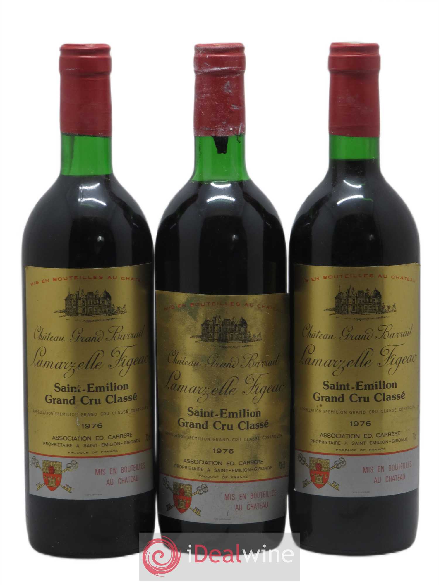 Château Grand Barrail Lamarzelle Figeac Grand Cru Classé 1976 - Lot de 3 bouteilles - 0