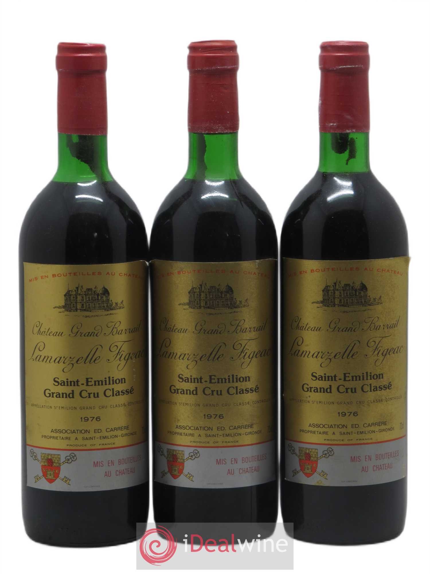 Château Grand Barrail Lamarzelle Figeac Grand Cru Classé 1976 - Lot de 3 bouteilles - 0