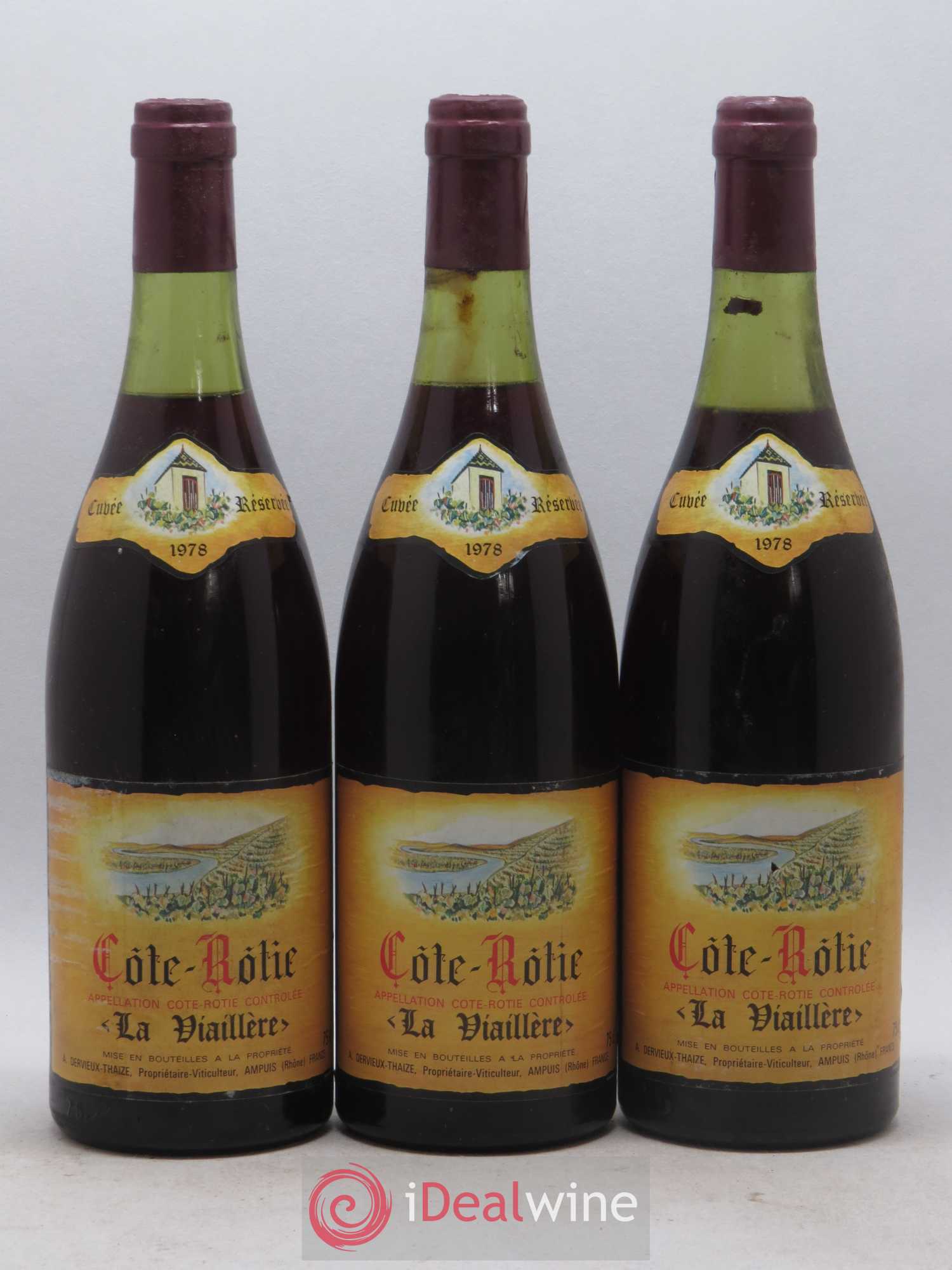 Côte-Rôtie La Viaillere Dervieux Thaize 1978 - Lot de 3 bouteilles - 0
