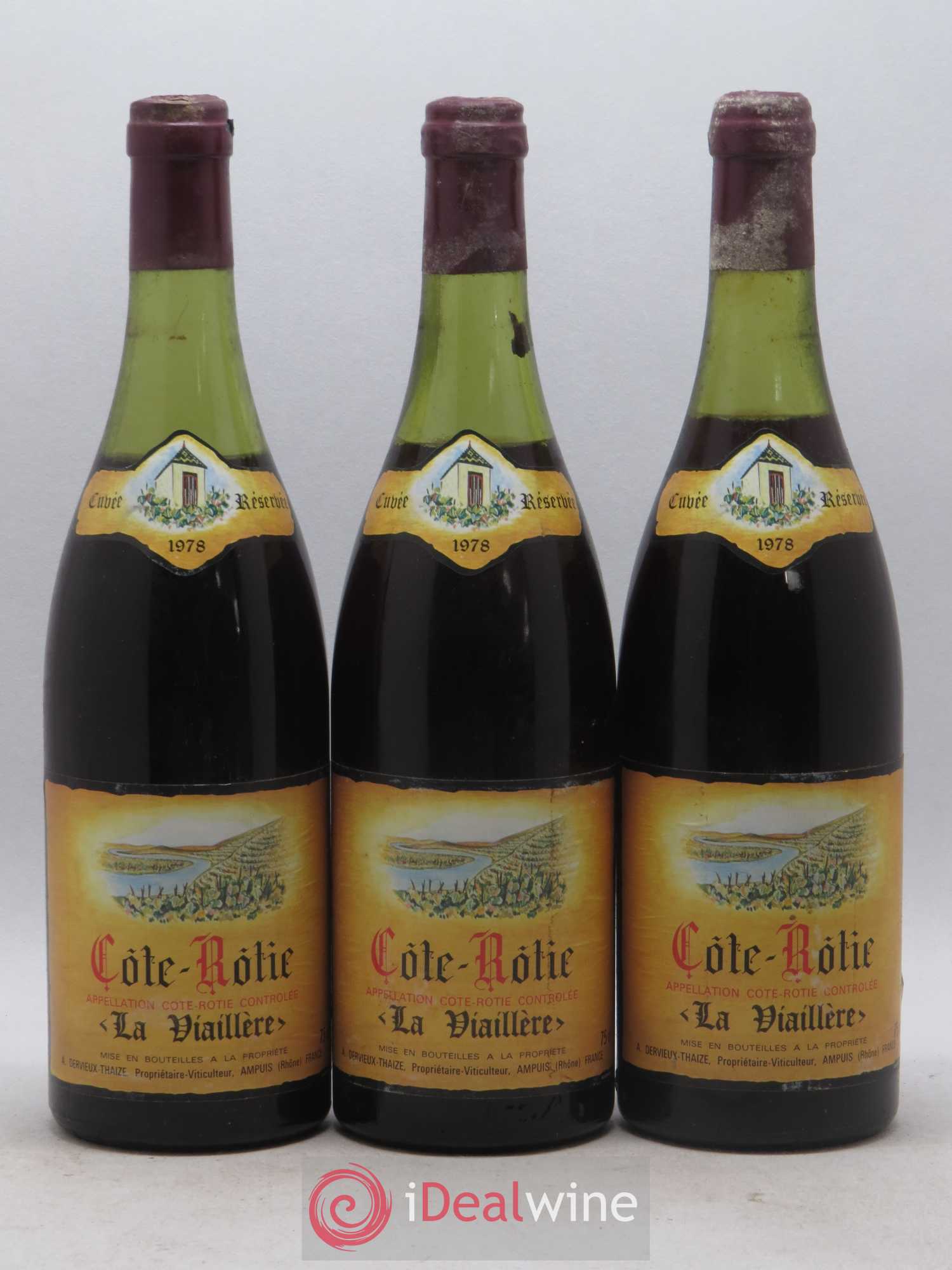 Côte-Rôtie La Viaillere Dervieux Thaize 1978 - Lot de 3 bouteilles - 0