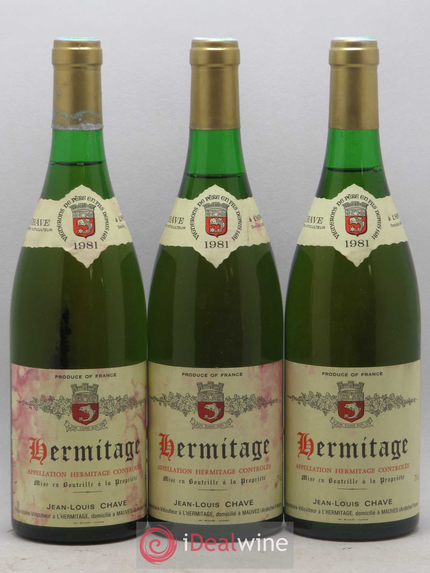 Hermitage Jean-Louis Chave 1981 - Lot de 3 bouteilles - 0