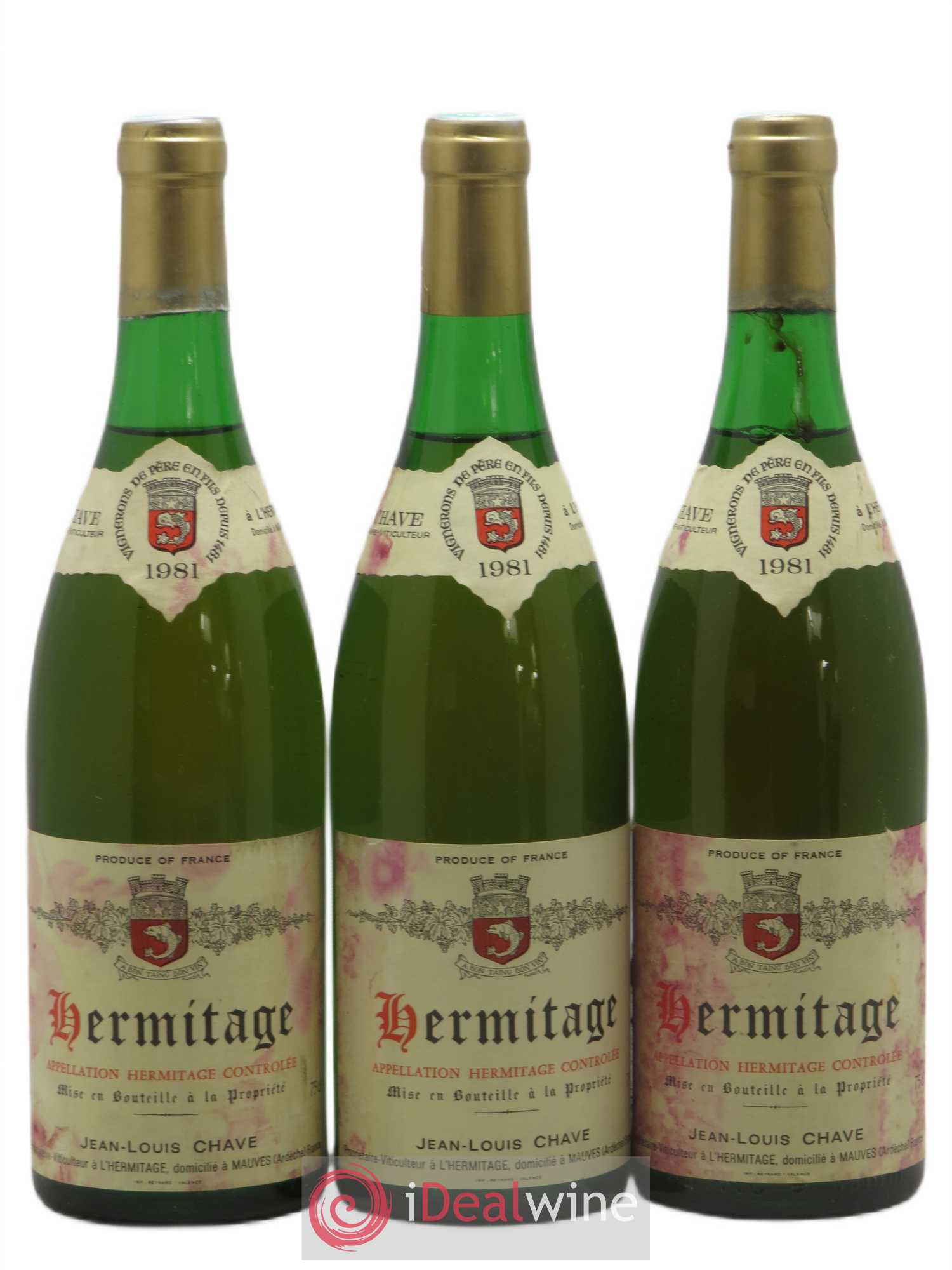Hermitage Jean-Louis Chave 1981 - Lot de 3 bouteilles - 0
