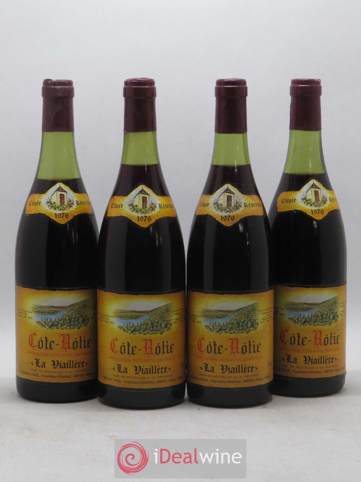 Côte-Rôtie La Viaillere Dervieux Thaize 1976 - Lot de 4 bouteilles - 0
