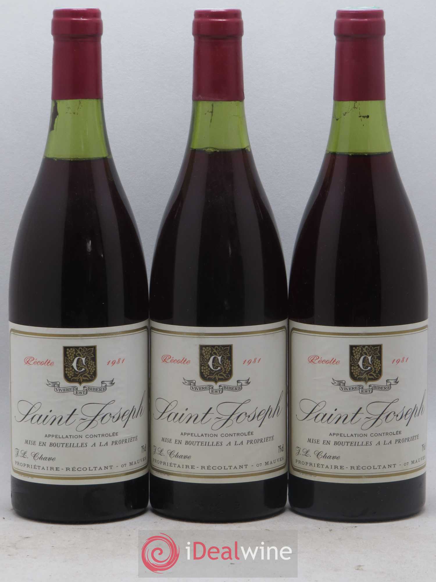 Saint-Joseph Jean-Louis Chave 1981 - Lot de 3 bouteilles - 0