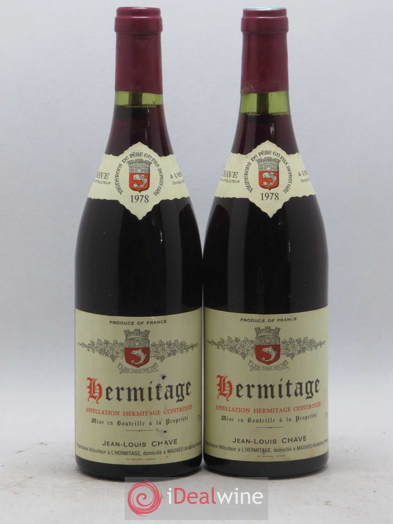 Hermitage Jean-Louis Chave 1978 - Lot de 2 bouteilles - 0