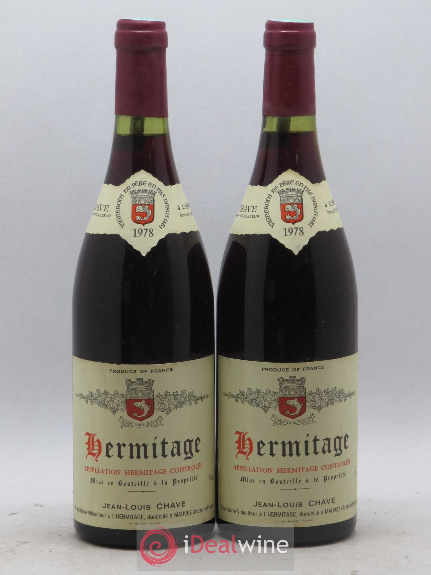 Hermitage Jean-Louis Chave 1978 - Lot de 2 bouteilles - 0