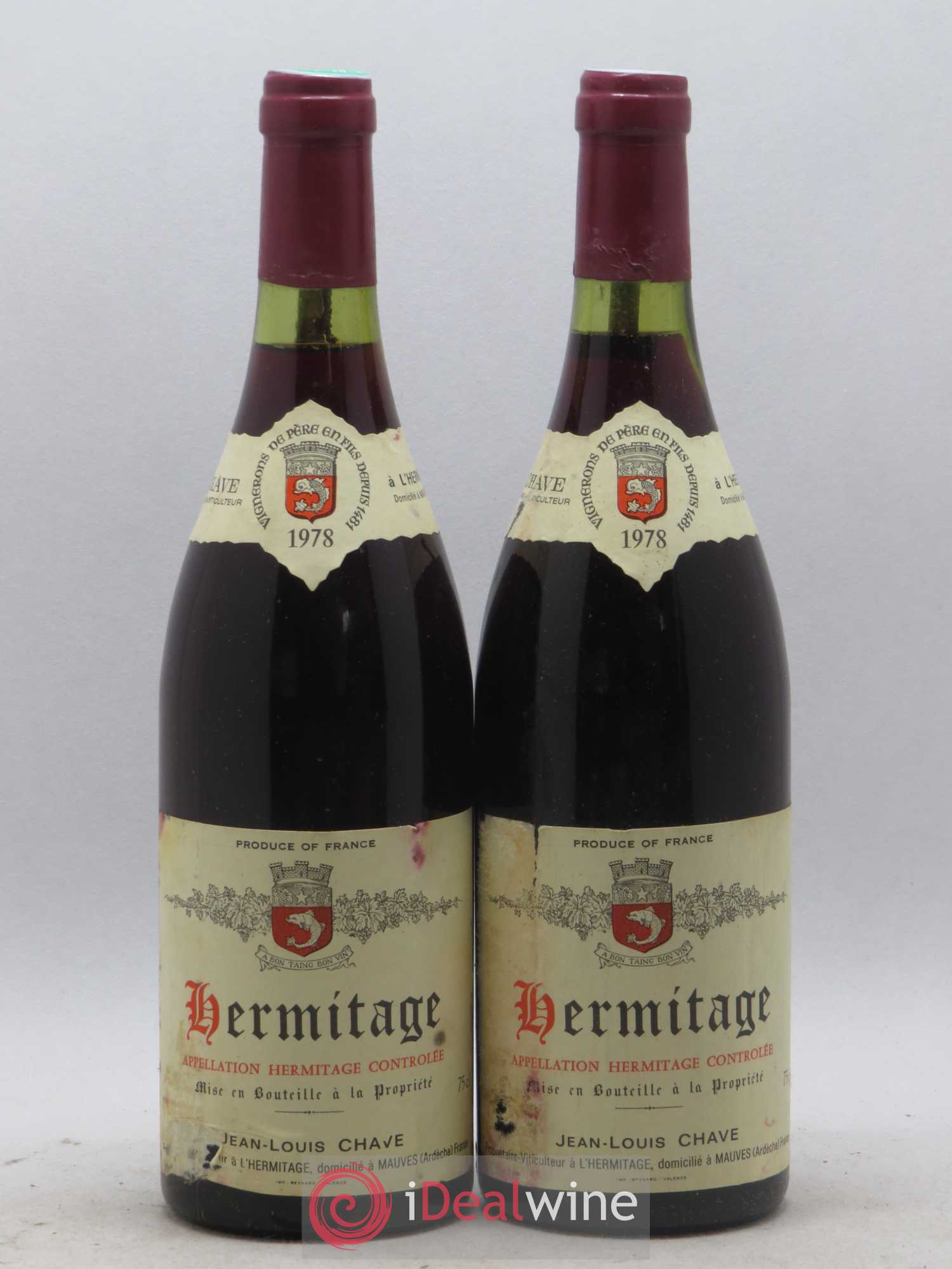 Hermitage Jean-Louis Chave 1978 - Lot de 2 bouteilles - 0