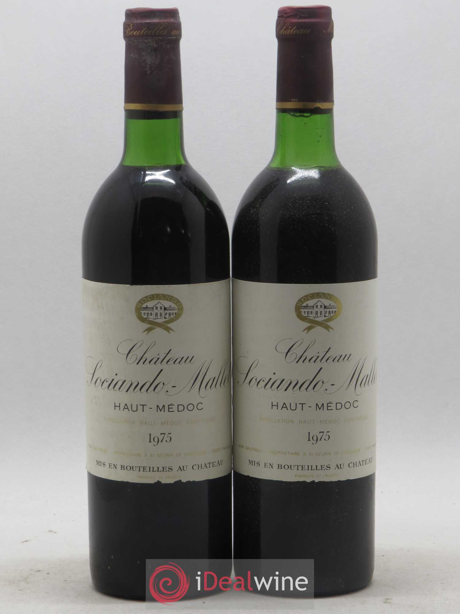 Château Sociando Mallet 1975 - Lot de 2 bouteilles - 0