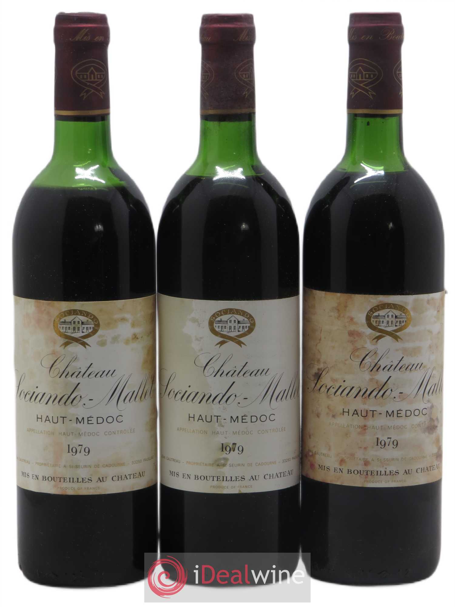 Château Sociando Mallet (sans prix de réserve) 1979 - Lot de 3 bouteilles - 0